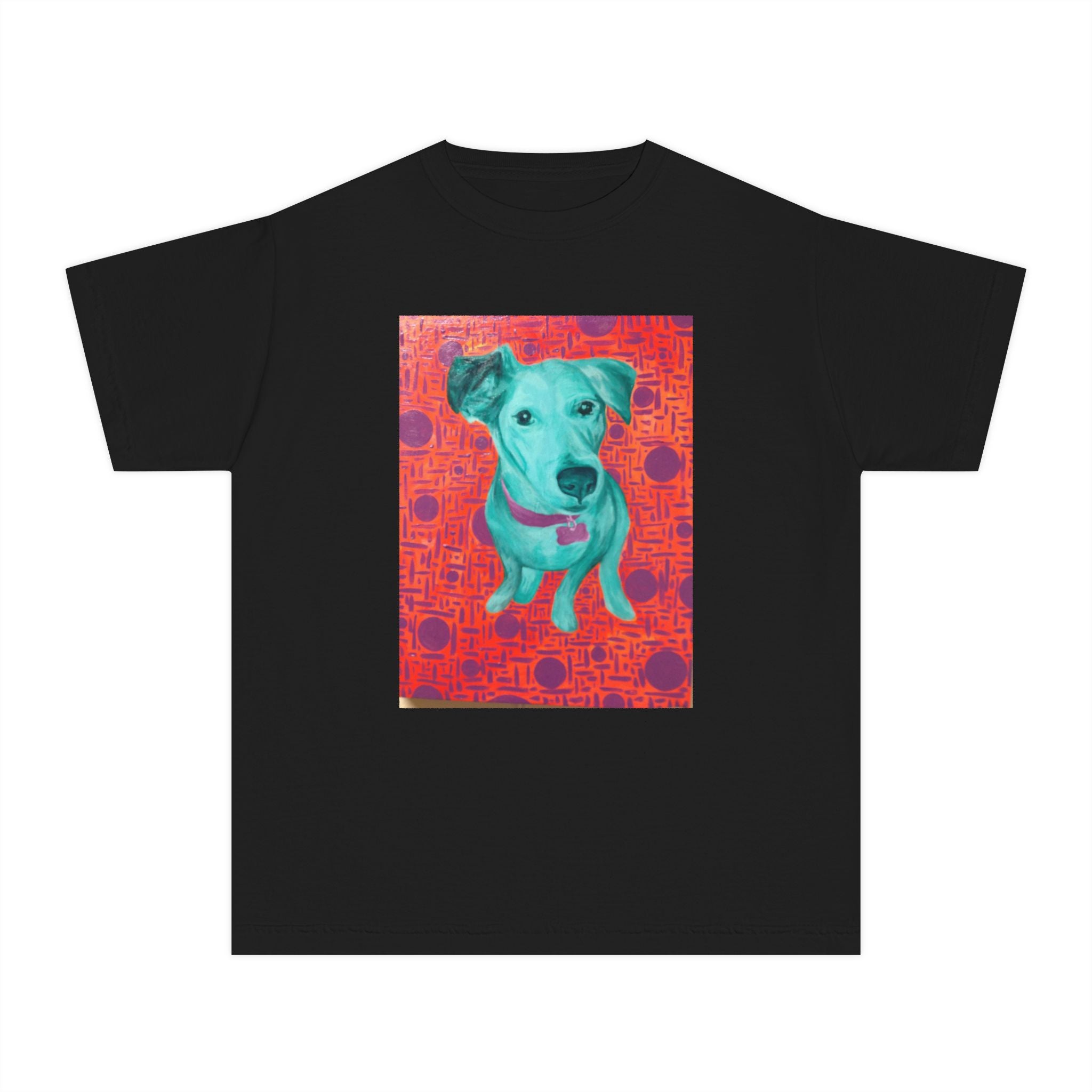White Dog - Youth Tee — Colorful Pop-Art Puppy Graphic Kids T-Shirt