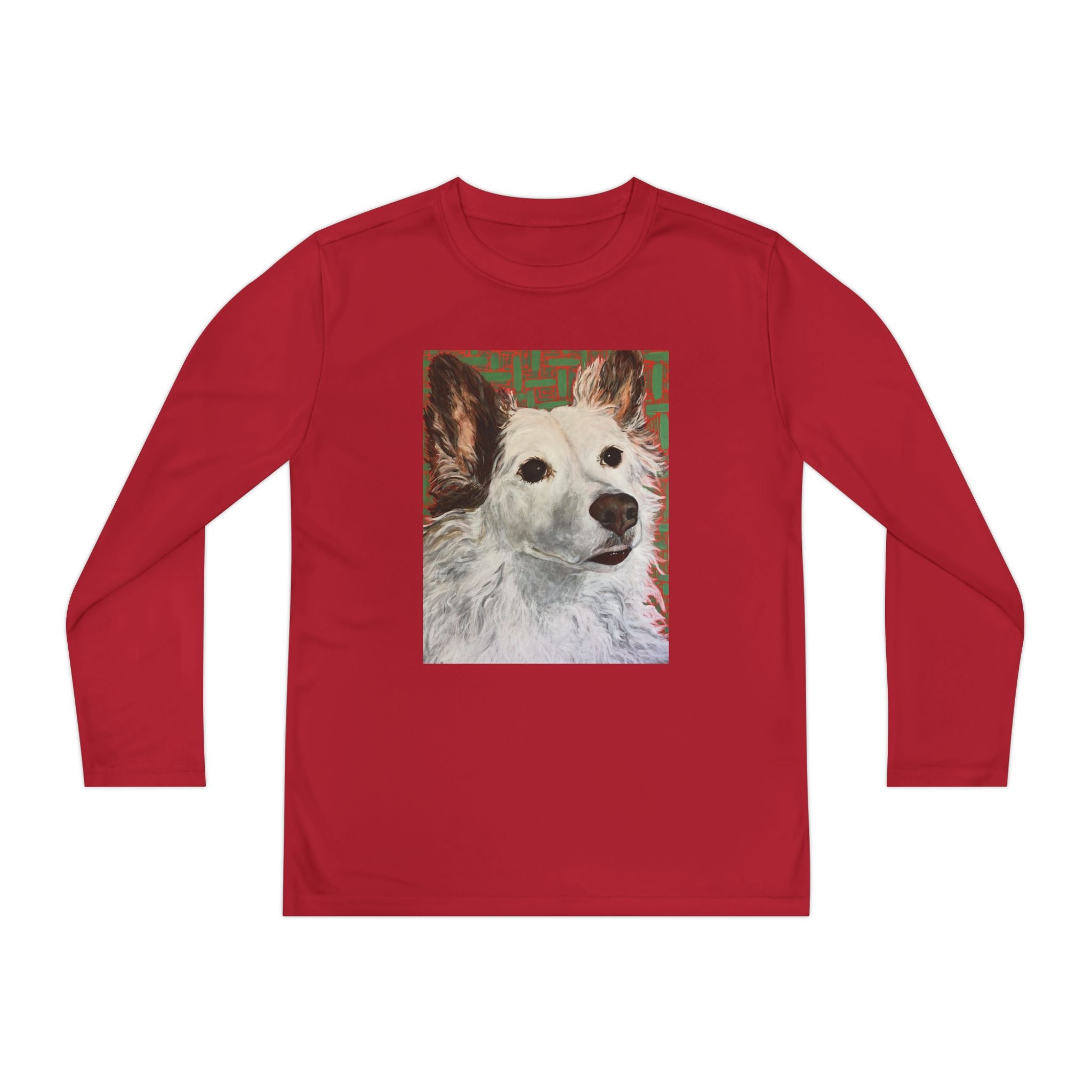 White Dog Portrait - Youth Long Sleeve Tee — White Dog Portrait Kids Shirt