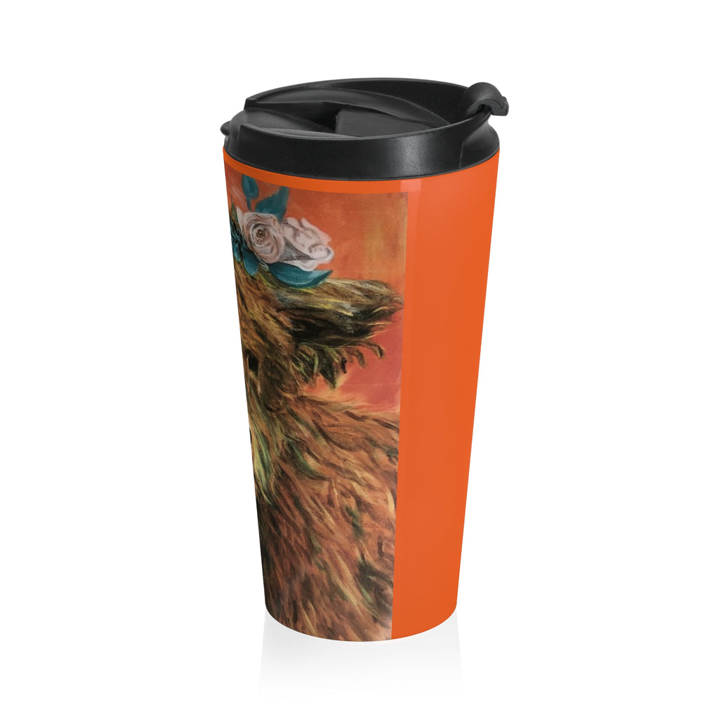 Highland Cow Floral Crown Stainless Steel Travel Mug