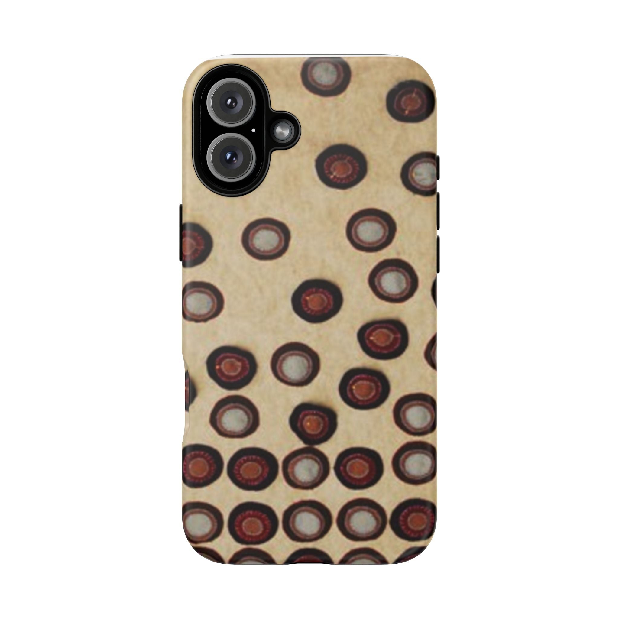 Penny Rug - Retro Dot Pattern Phone Case — Vintage Beige Circles Protective Cover