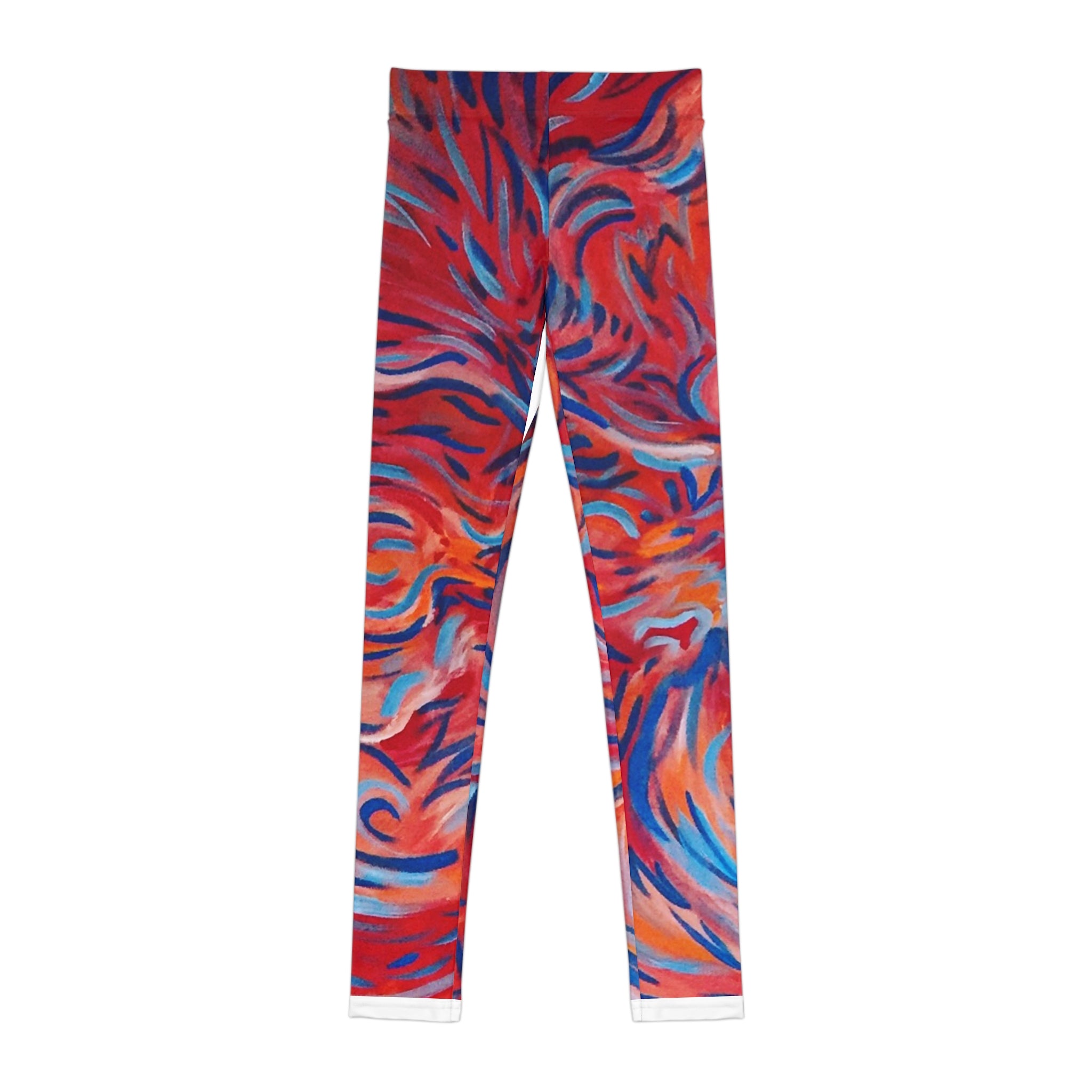 Abstract Flame Swirl - Youth Abstract Swirl Leggings — Colorful All-Over-Print Kids Activewear
