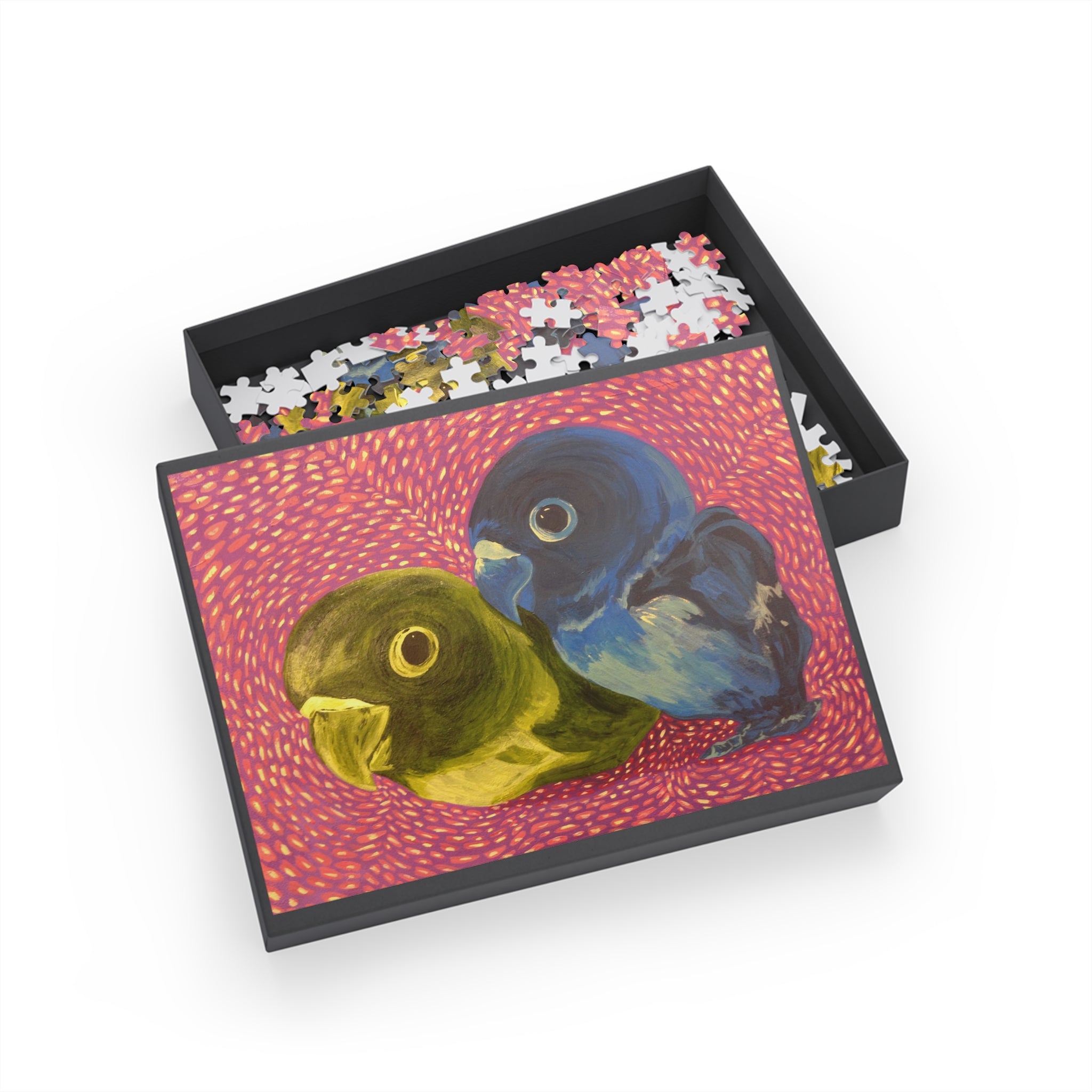 Parakeet - Colorful Lovebirds Puzzle — Bright Parrot Art Jigsaw (96/252/500/1000 pcs)