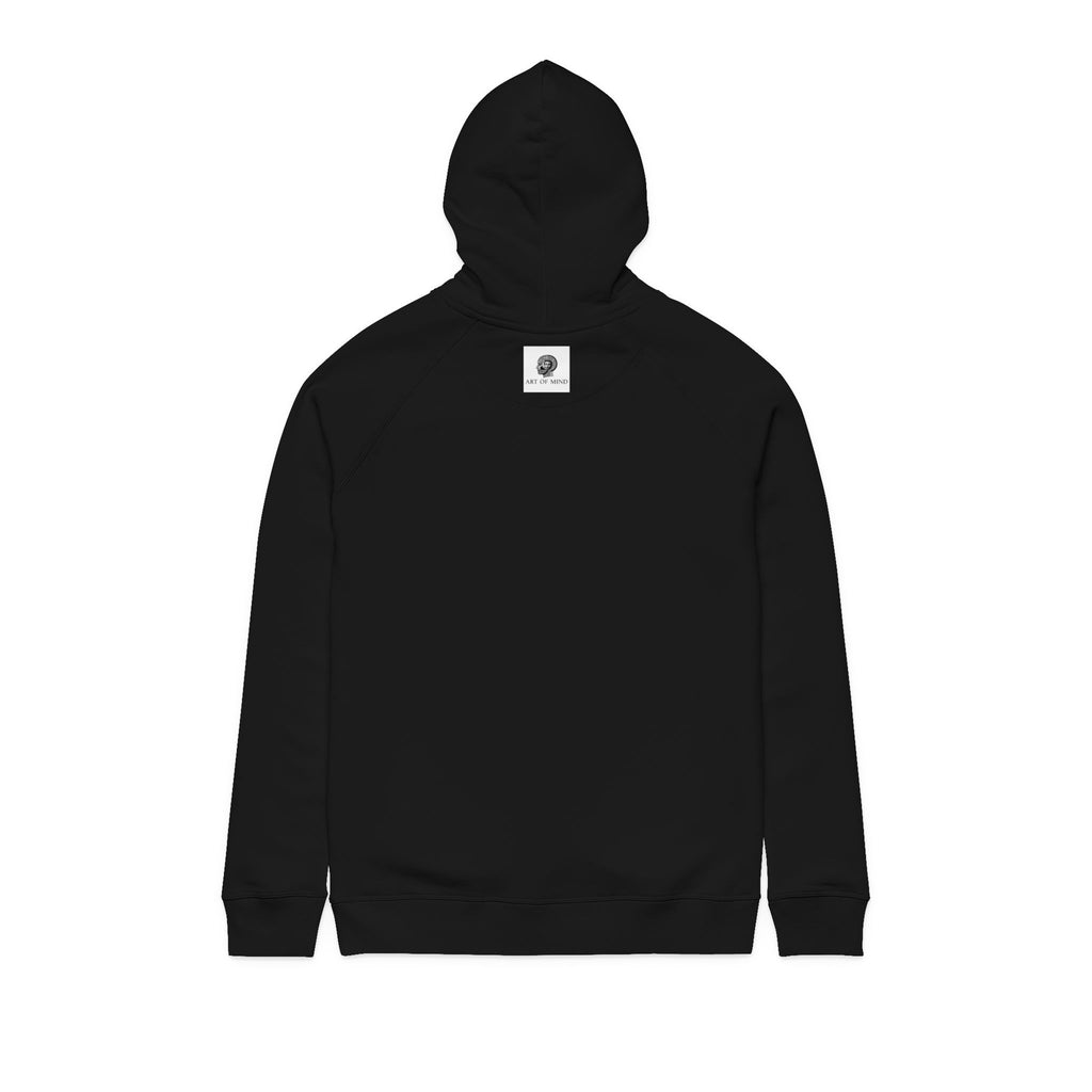 Black Cat Portrait -Organic Side‑Pocket Hoodie — Minimal White Pullover