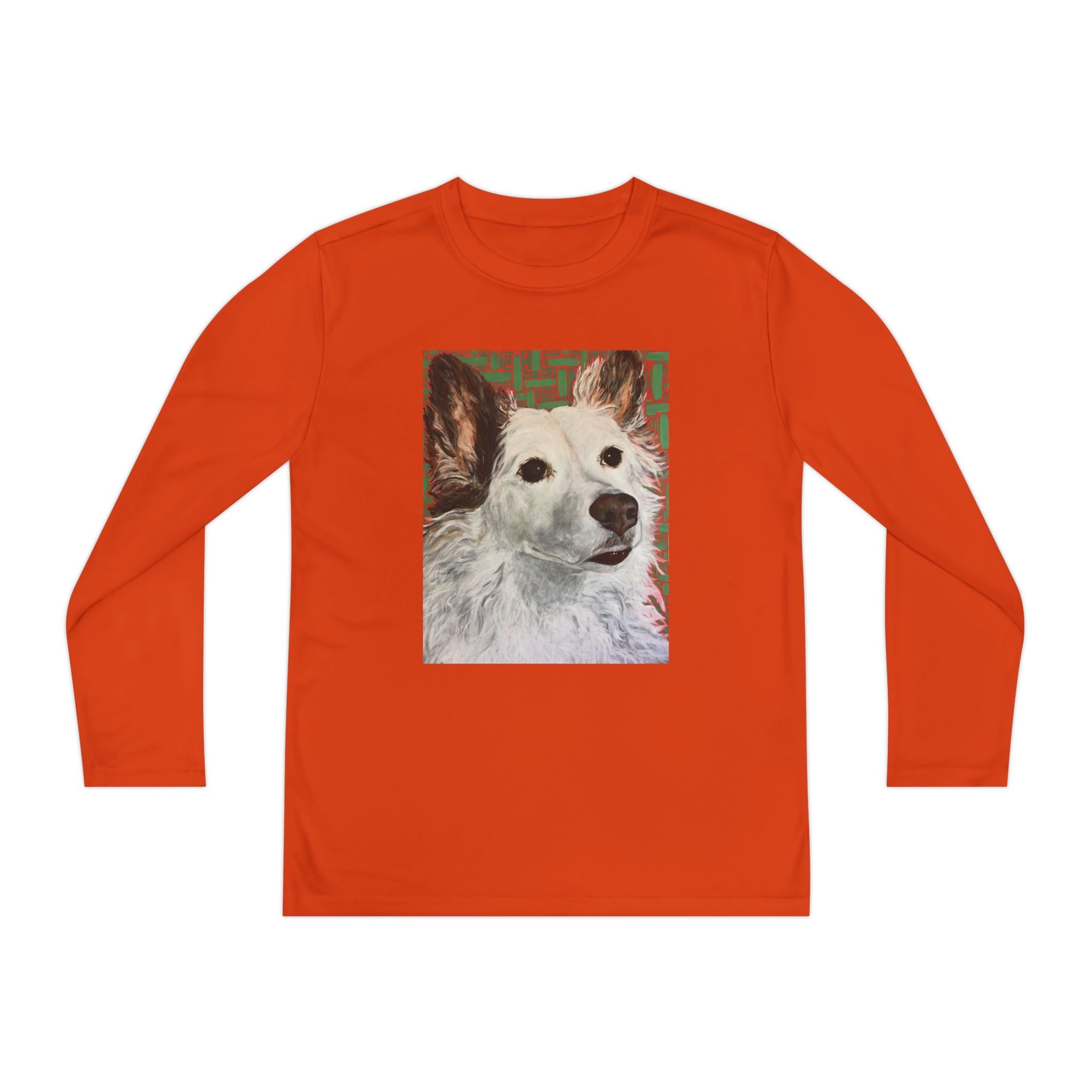 White Dog Portrait - Youth Long Sleeve Tee — White Dog Portrait Kids Shirt