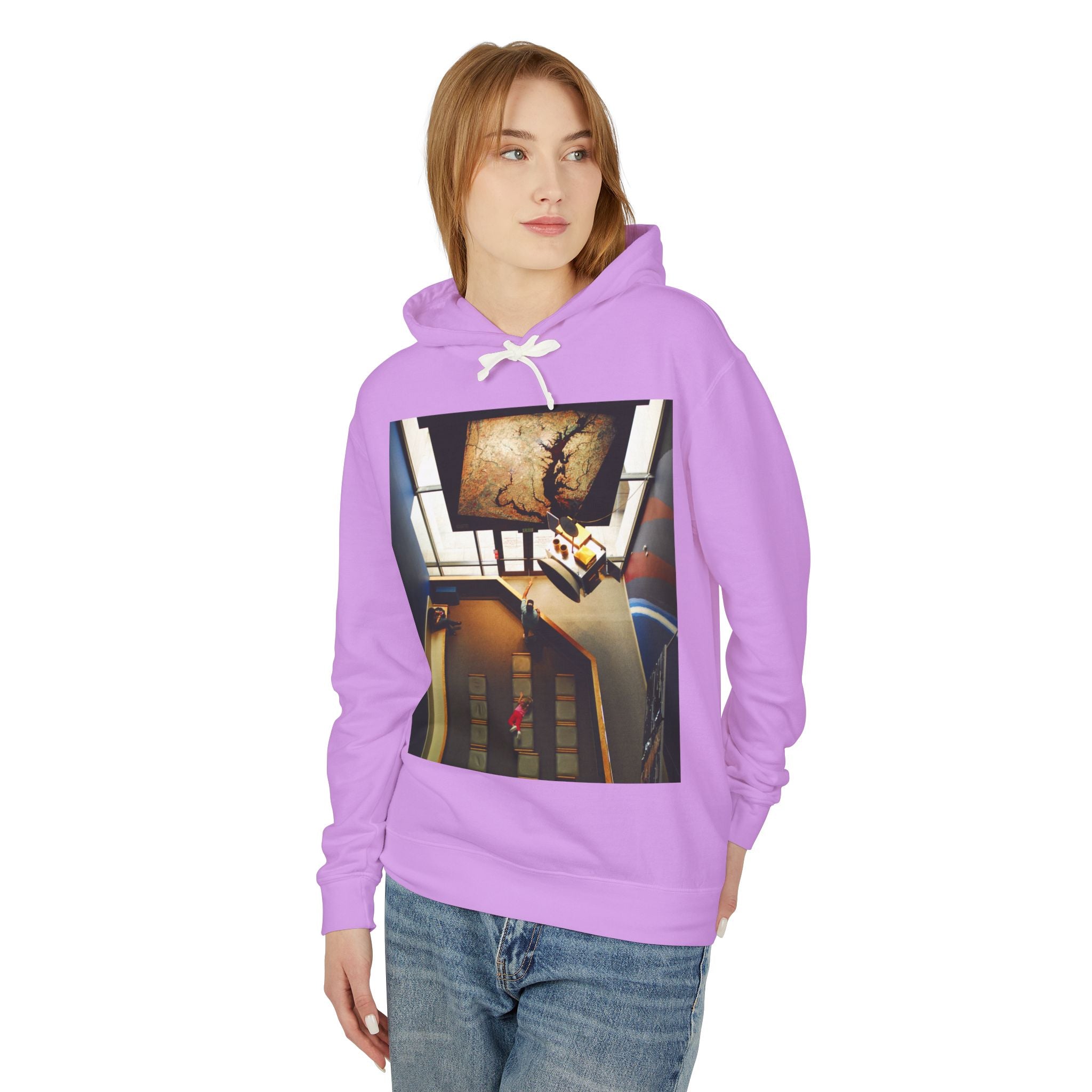 Air and Space - Surreal Stairwell Photo Hoodie — Vintage Elevator Art Pullover