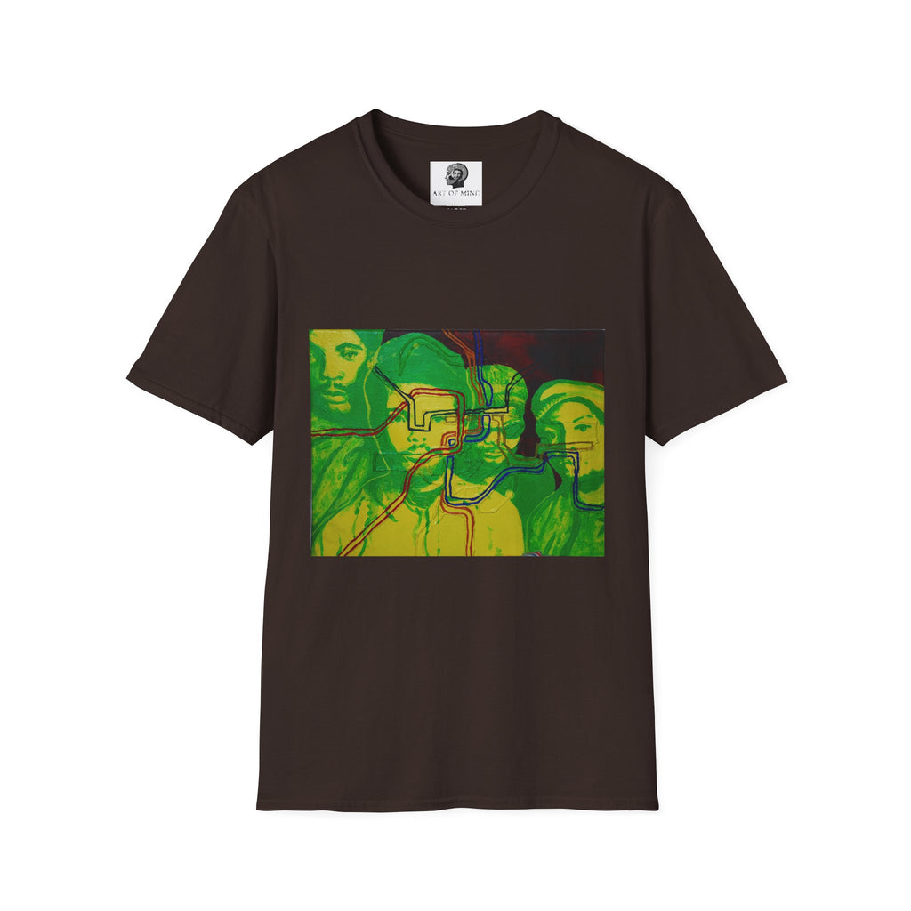 Bad Brains - Abstract Green Portrait T-Shirt — Surreal Layered Faces Art Tee