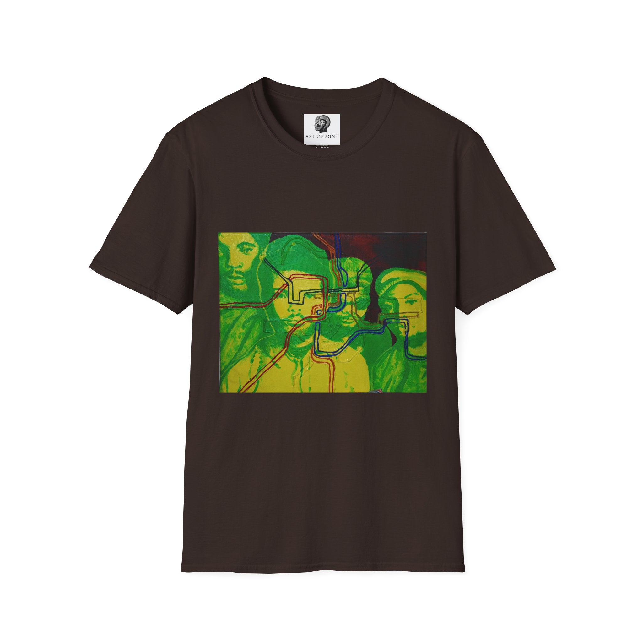 Bad Brains - Abstract Green Portrait T-Shirt — Surreal Layered Faces Art Tee