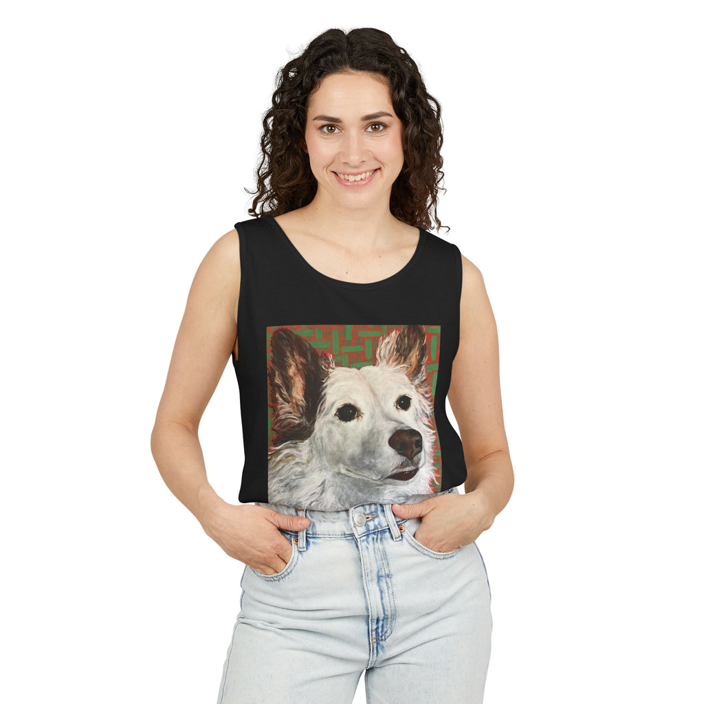 WhiteDog Portrait - Tank Top with Pop-Art Dog Portrait — Cute Pet Graphic Tank