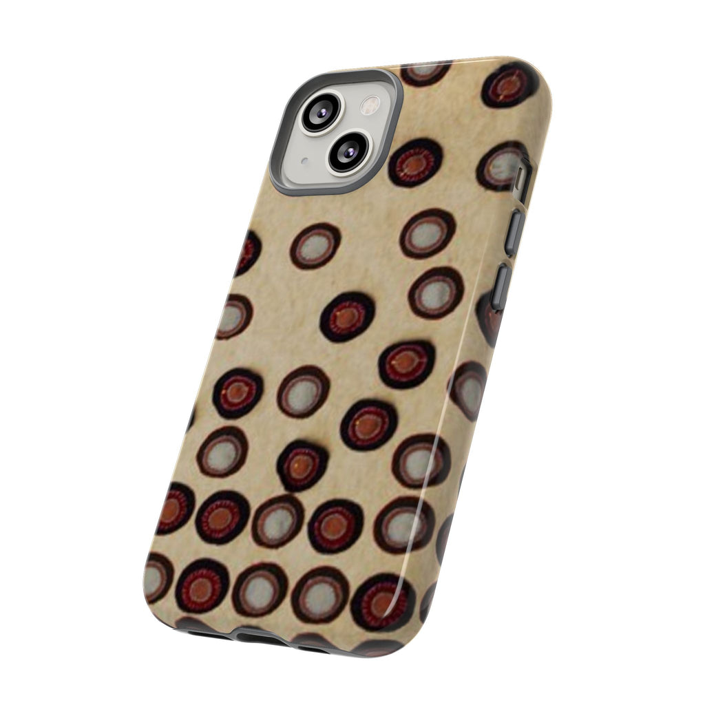 Penny Rug - Retro Dot Pattern Phone Case — Vintage Beige Circles Protective Cover