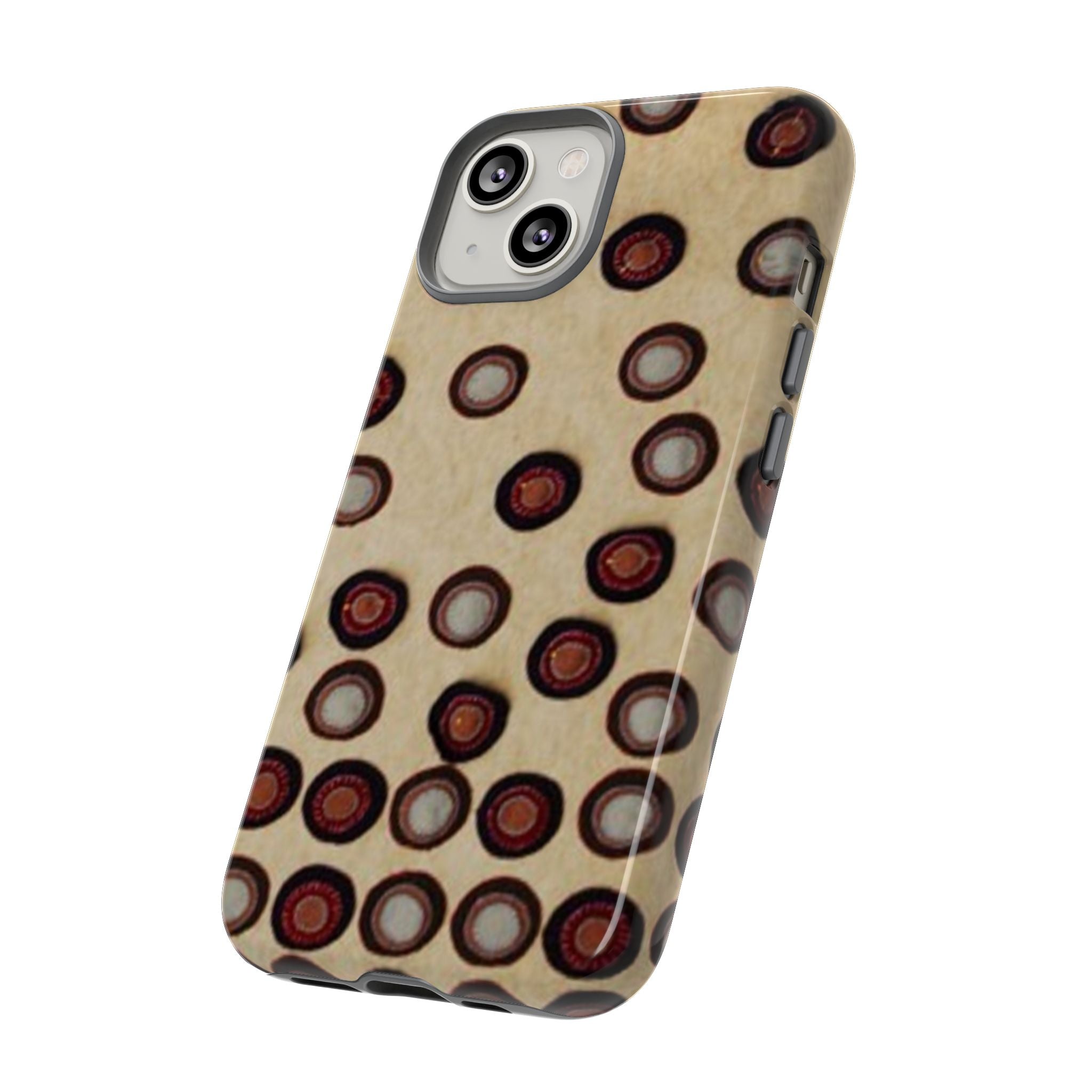 Penny Rug - Retro Dot Pattern Phone Case — Vintage Beige Circles Protective Cover