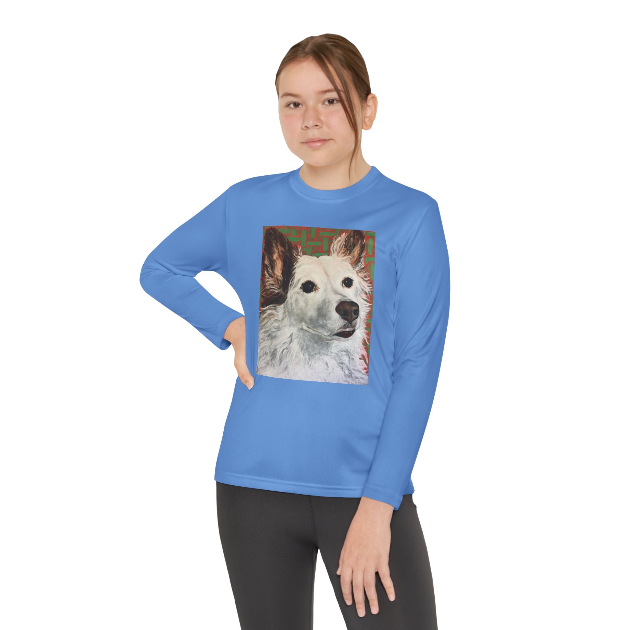 White Dog Portrait - Youth Long Sleeve Tee — White Dog Portrait Kids Shirt