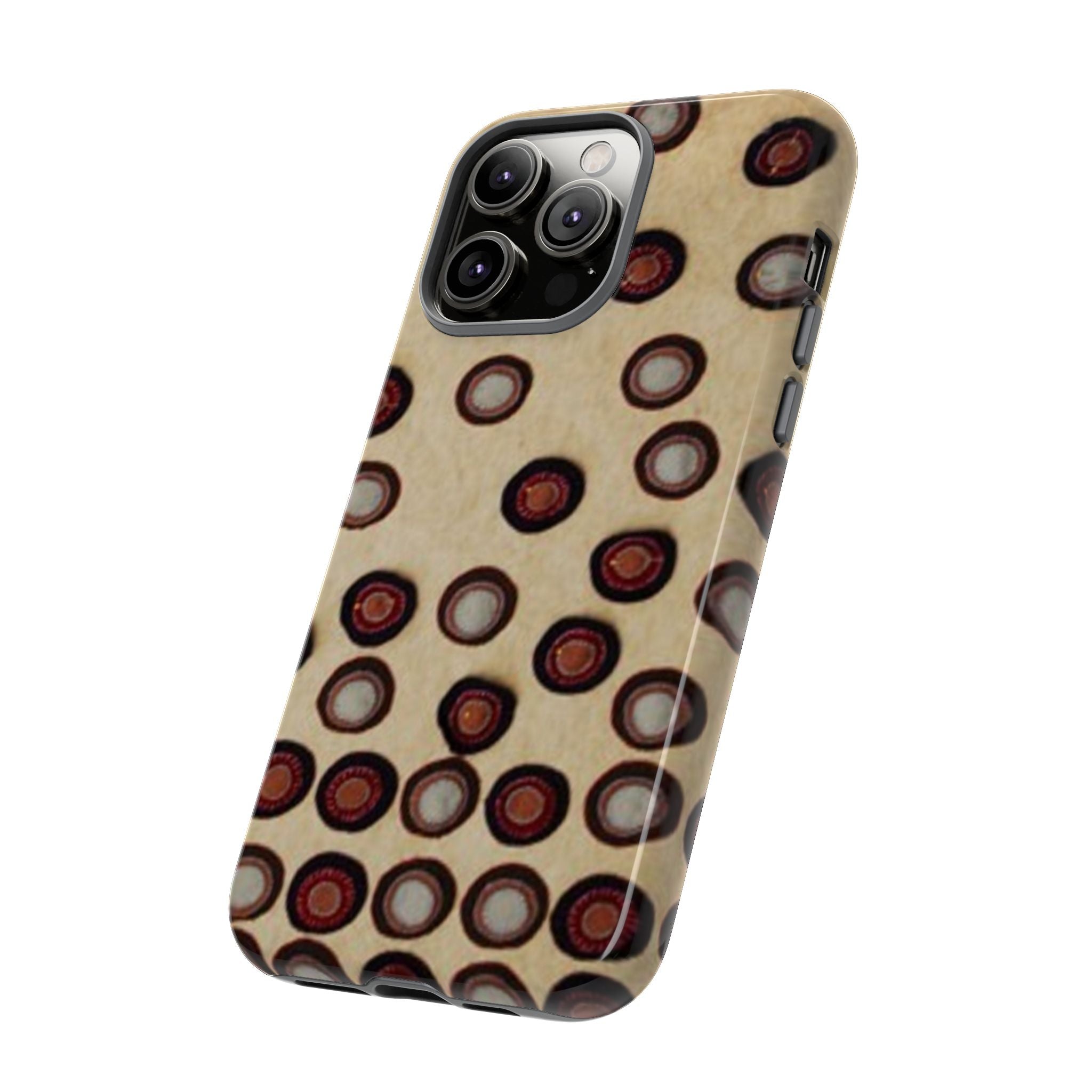 Penny Rug - Retro Dot Pattern Phone Case — Vintage Beige Circles Protective Cover