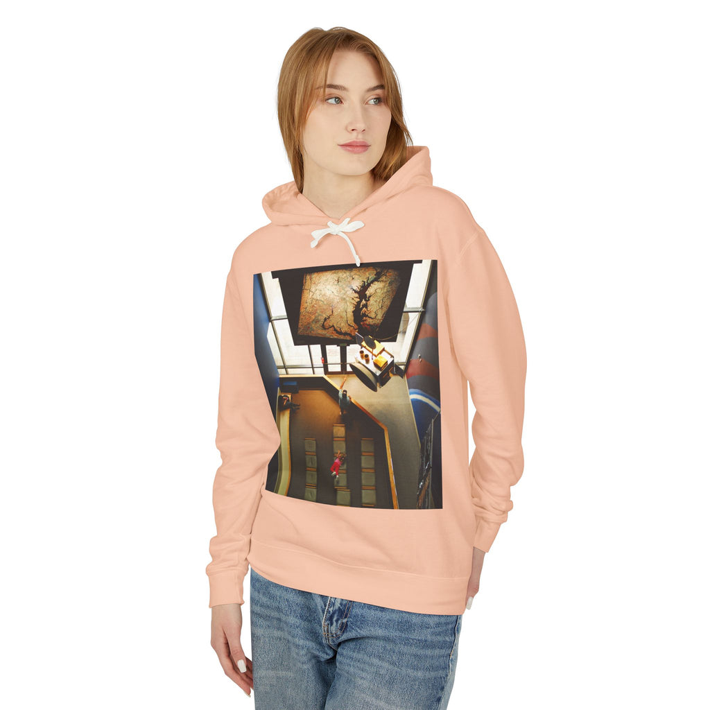 Air and Space - Surreal Stairwell Photo Hoodie — Vintage Elevator Art Pullover
