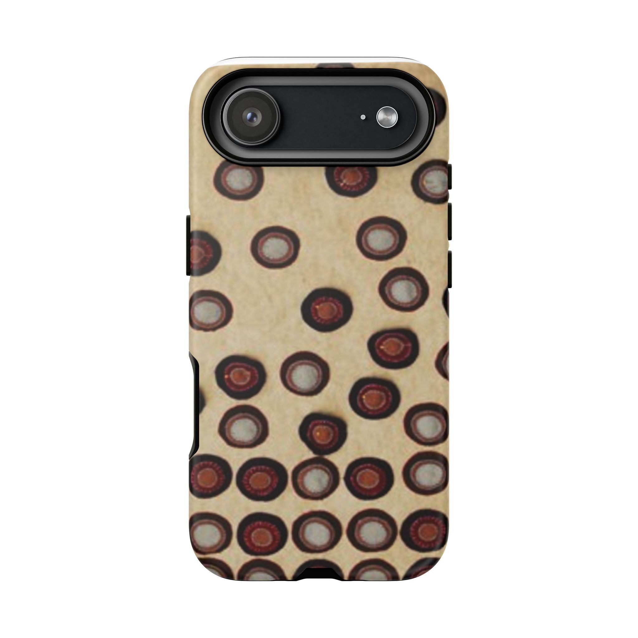 Penny Rug - Retro Dot Pattern Phone Case — Vintage Beige Circles Protective Cover