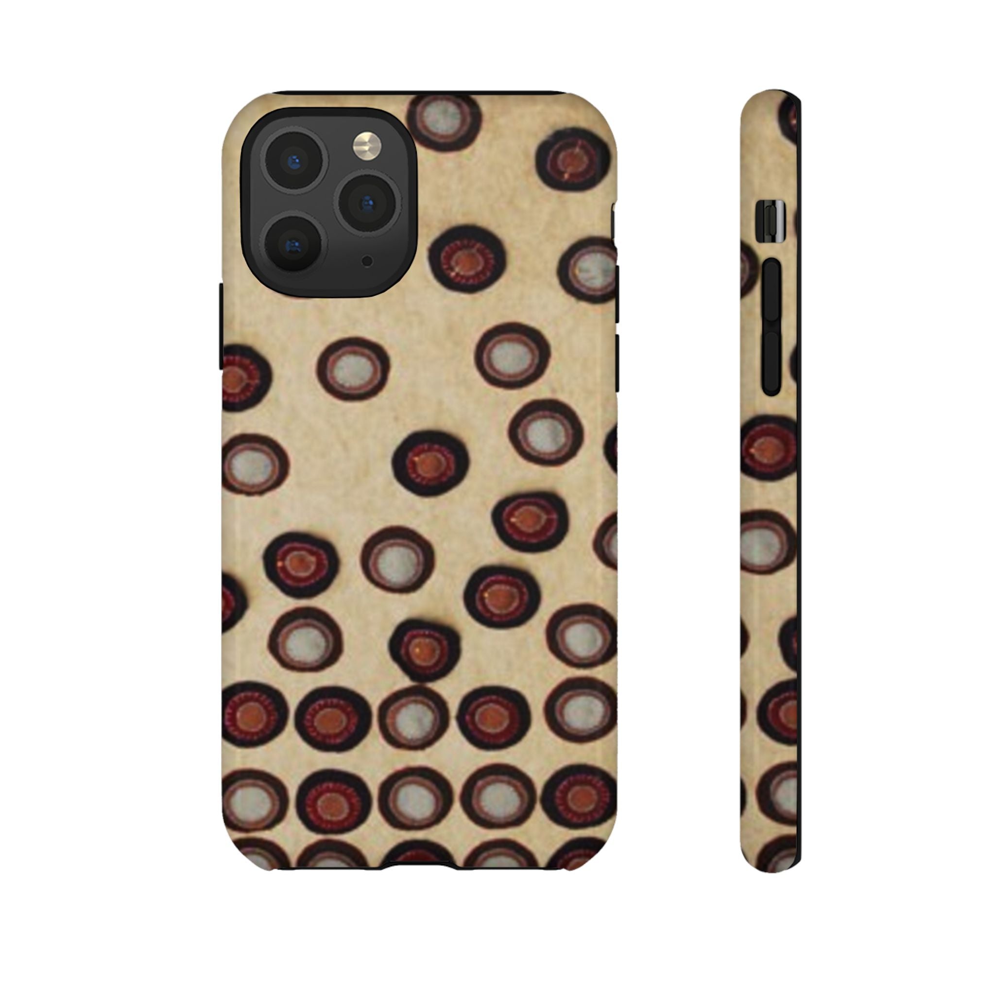Penny Rug - Retro Dot Pattern Phone Case — Vintage Beige Circles Protective Cover