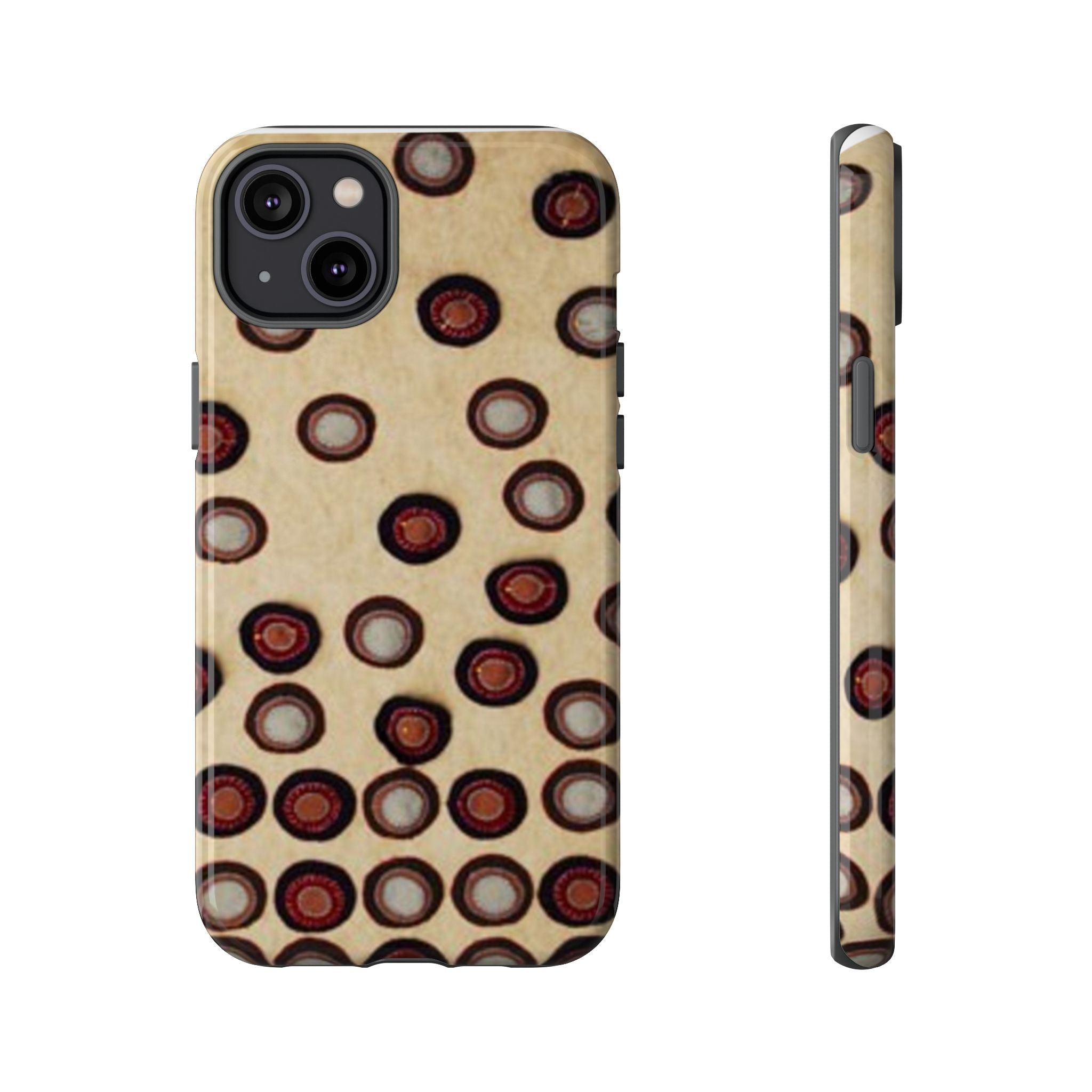 Penny Rug - Retro Dot Pattern Phone Case — Vintage Beige Circles Protective Cover