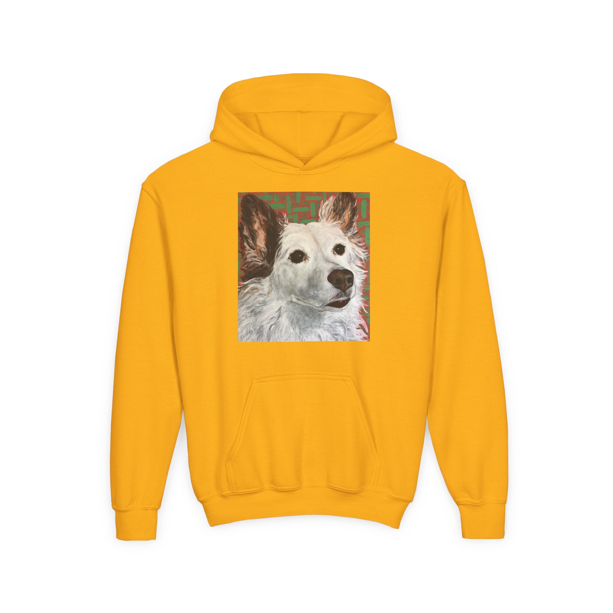 White Dog Portrait Hoodie —  Pullover for Kids