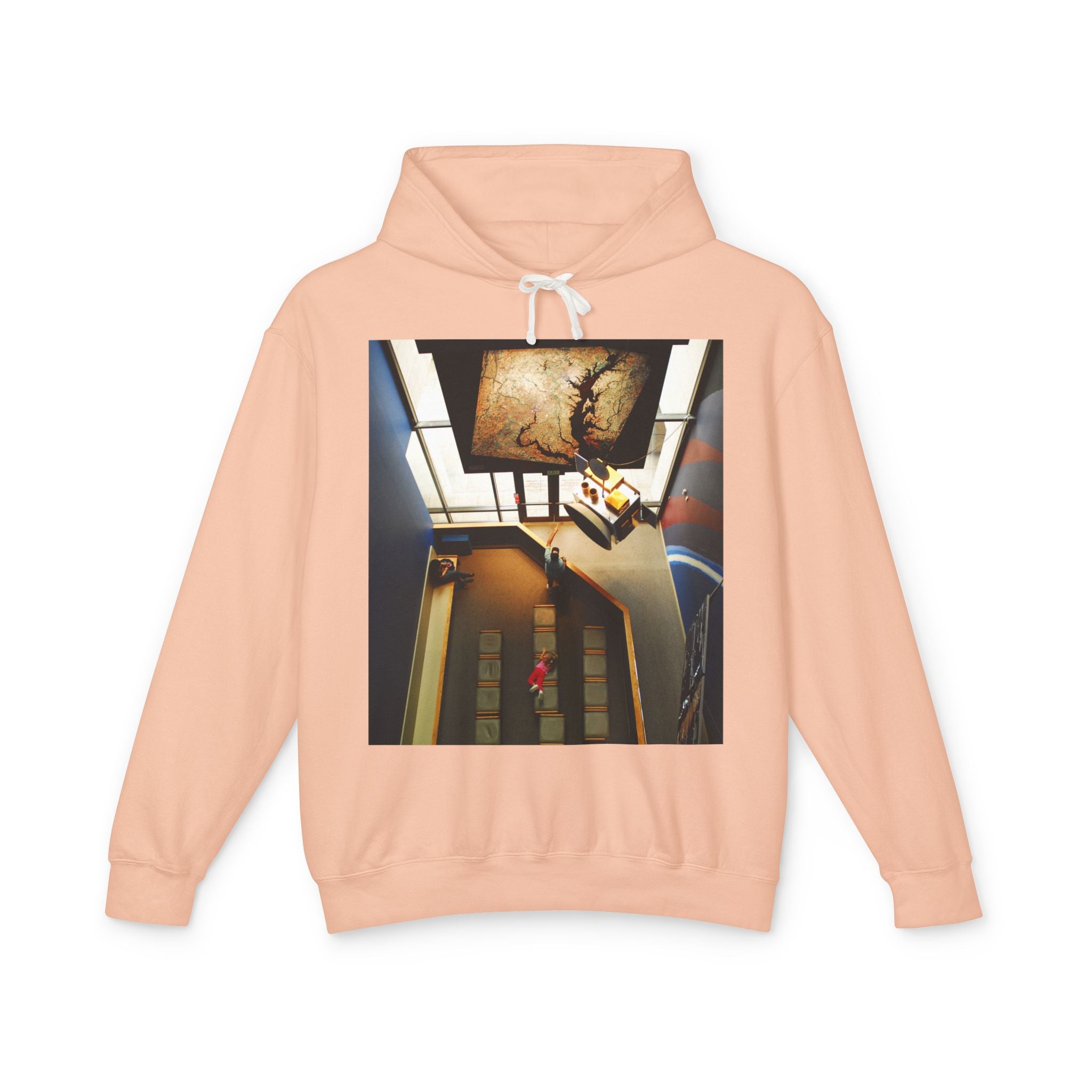Air and Space - Surreal Stairwell Photo Hoodie — Vintage Elevator Art Pullover
