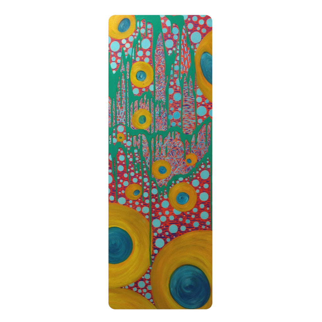 Circumpunct - Abstract Sunflower Rubber Yoga Mat — Bright Floral Art Yoga Mat