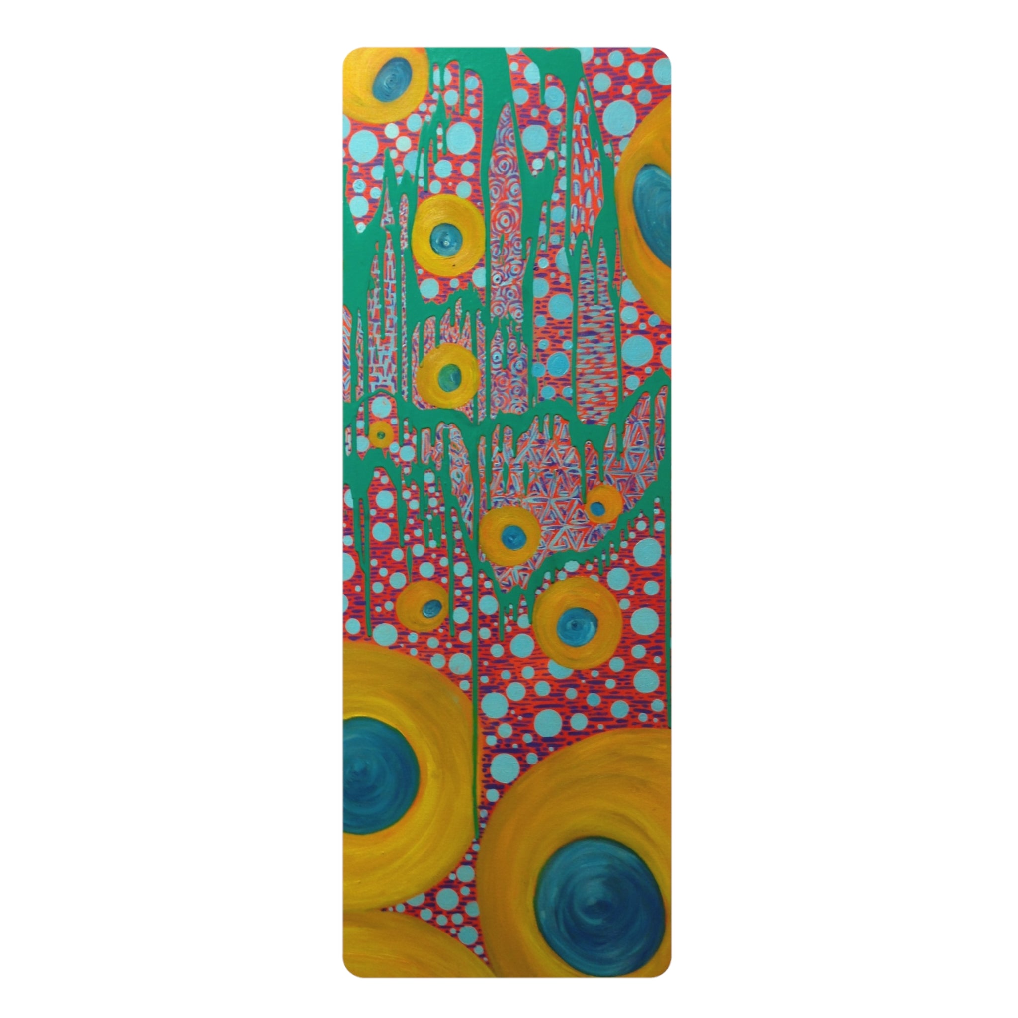 Circumpunct - Abstract Sunflower Rubber Yoga Mat — Bright Floral Art Yoga Mat