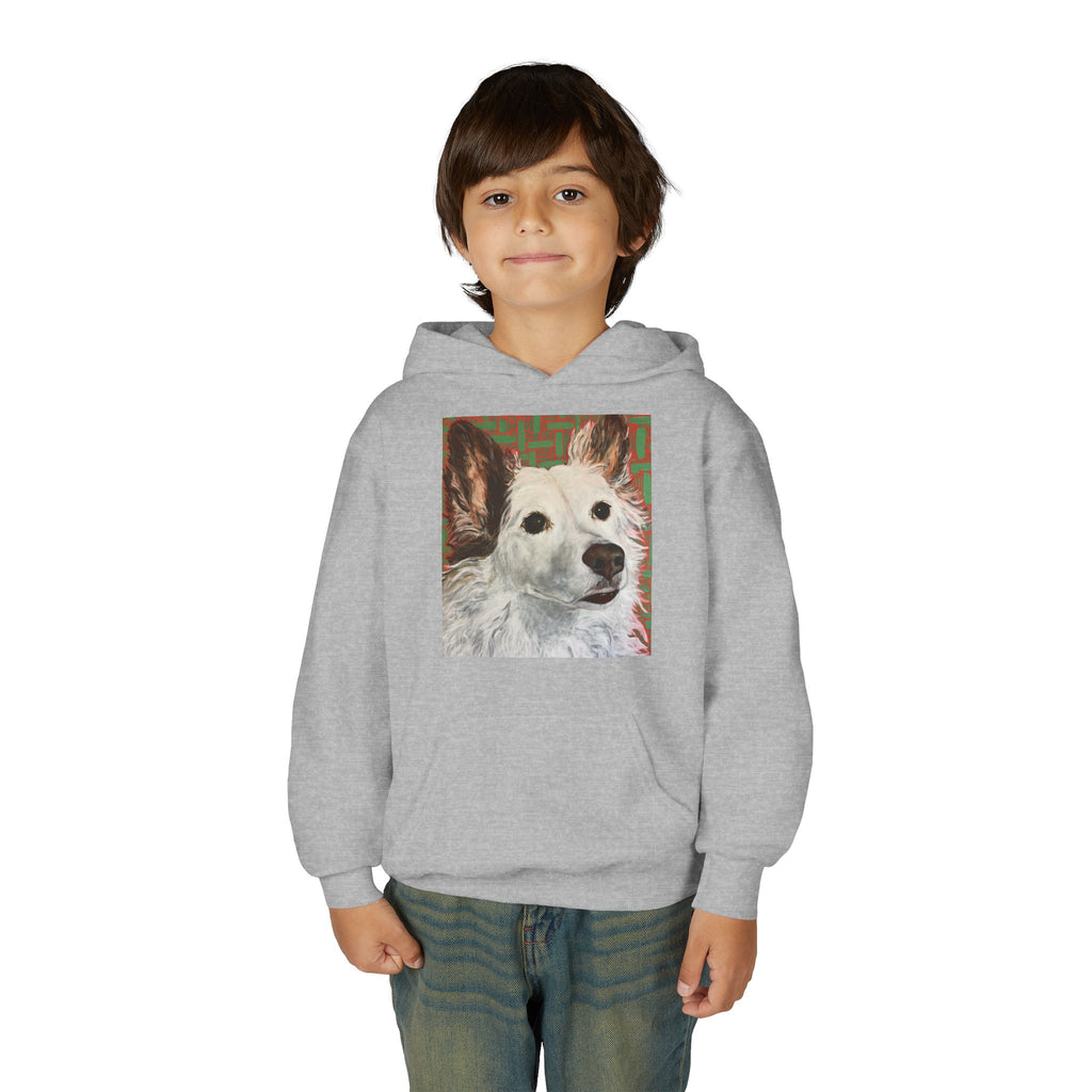 White Dog Portrait Hoodie —  Pullover for Kids