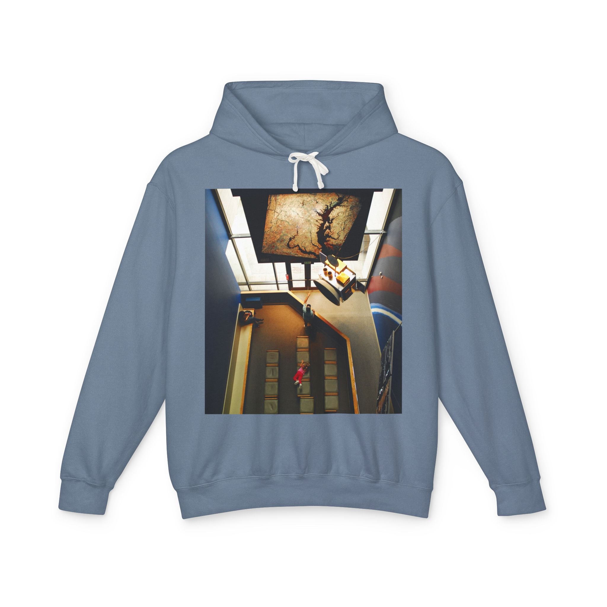 Air and Space - Surreal Stairwell Photo Hoodie — Vintage Elevator Art Pullover