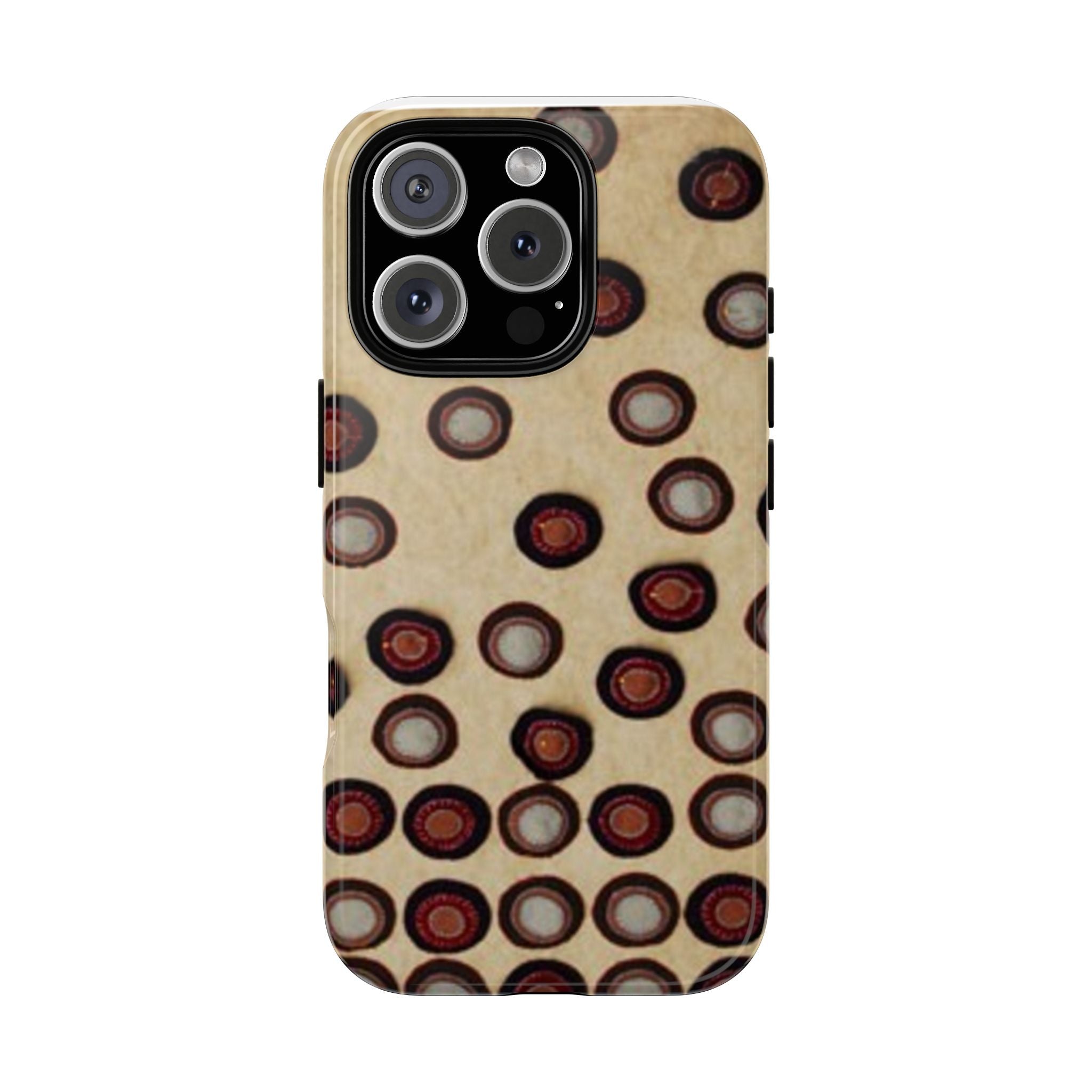 Penny Rug - Retro Dot Pattern Phone Case — Vintage Beige Circles Protective Cover
