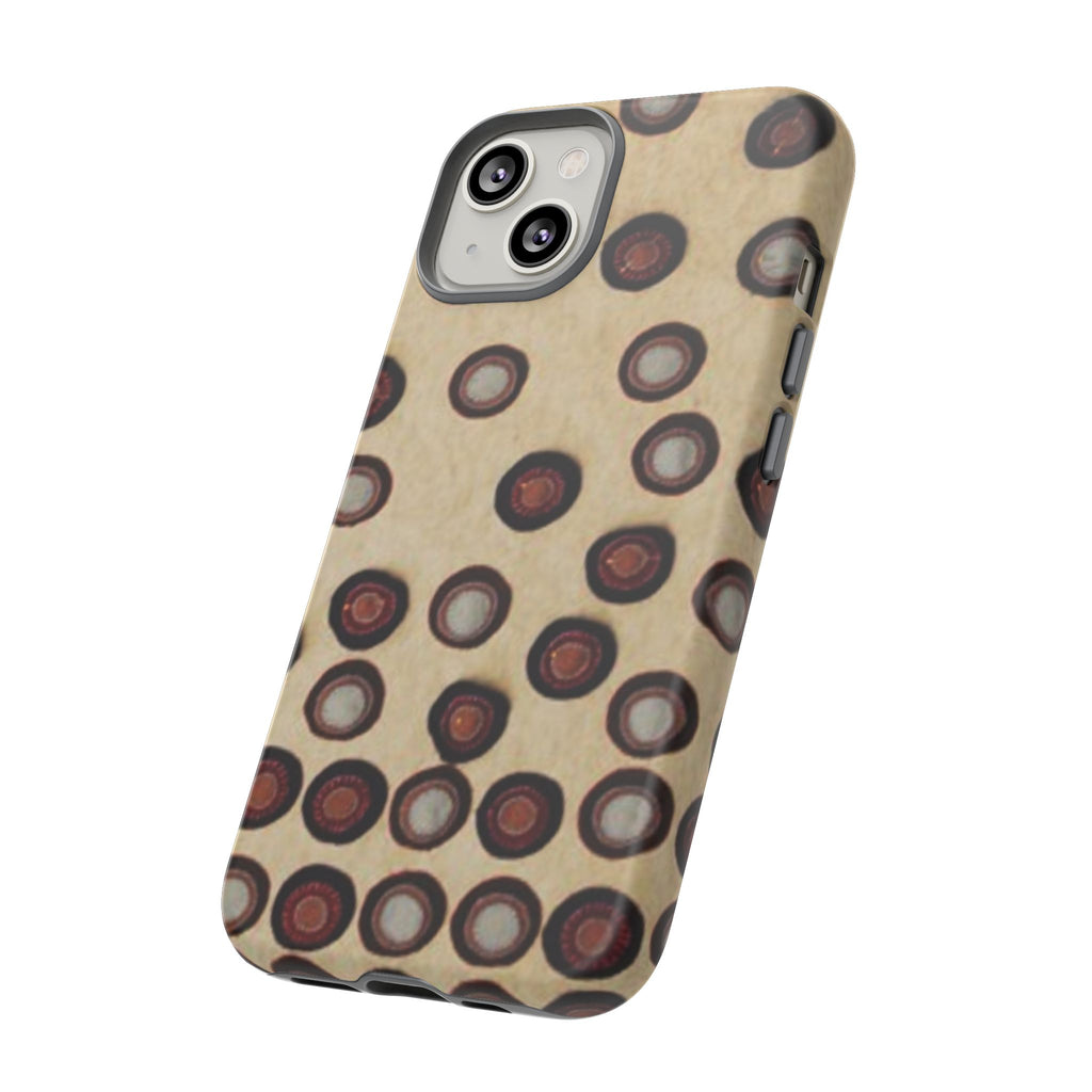 Penny Rug - Retro Dot Pattern Phone Case — Vintage Beige Circles Protective Cover