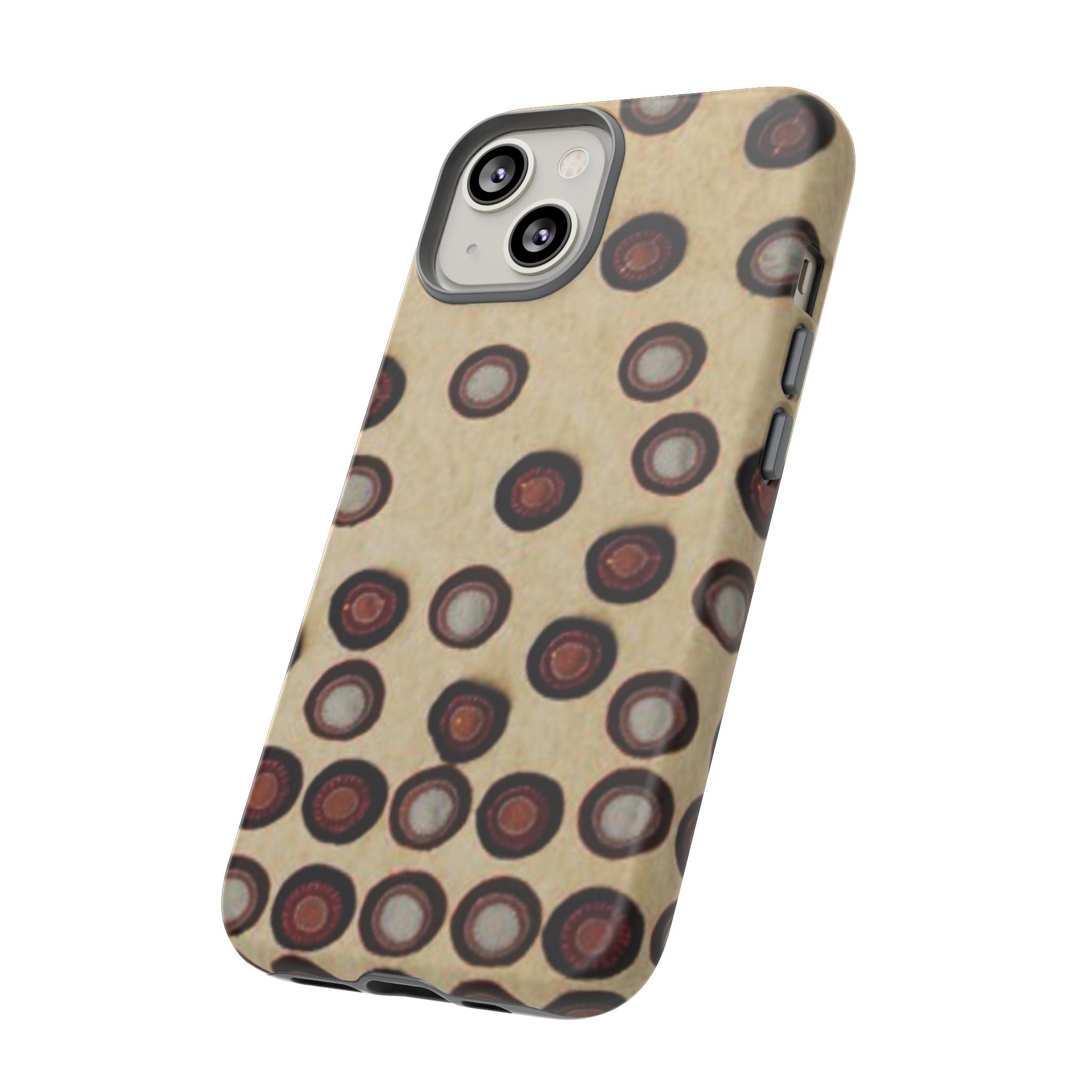 Penny Rug - Retro Dot Pattern Phone Case — Vintage Beige Circles Protective Cover