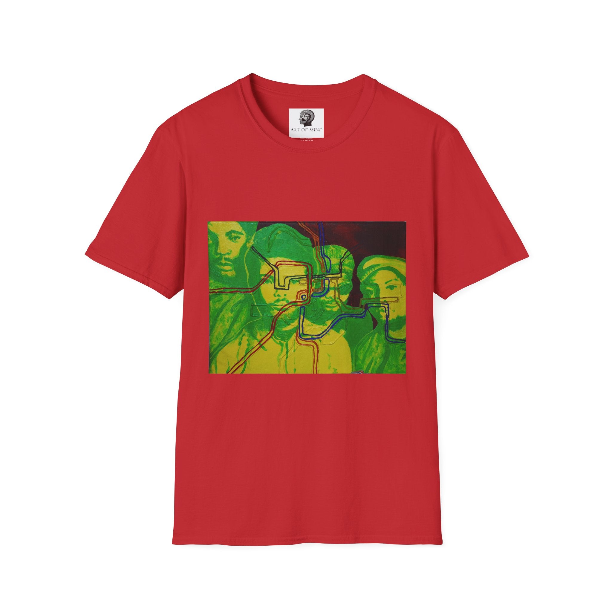 Bad Brains - Abstract Green Portrait T-Shirt — Surreal Layered Faces Art Tee