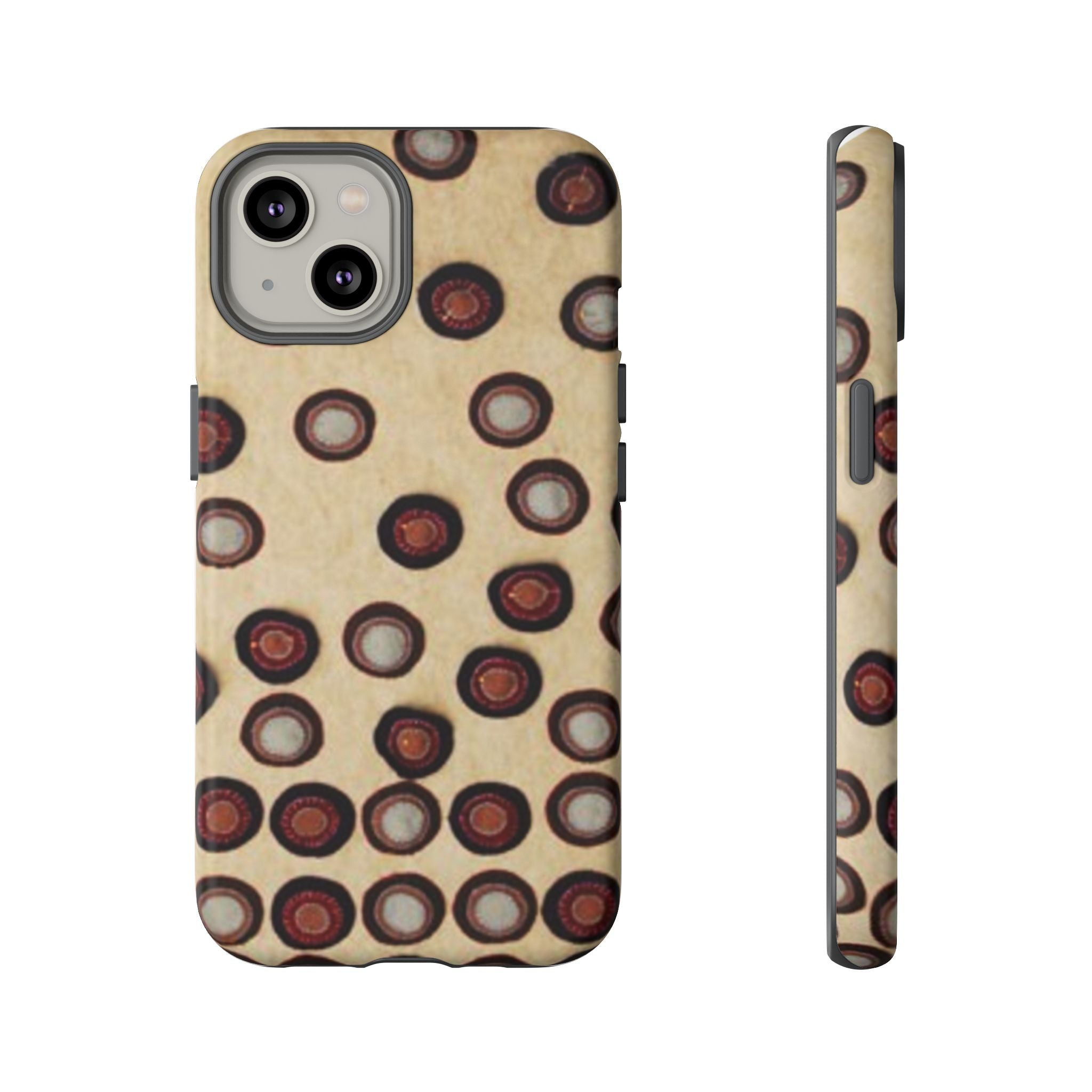 Penny Rug - Retro Dot Pattern Phone Case — Vintage Beige Circles Protective Cover