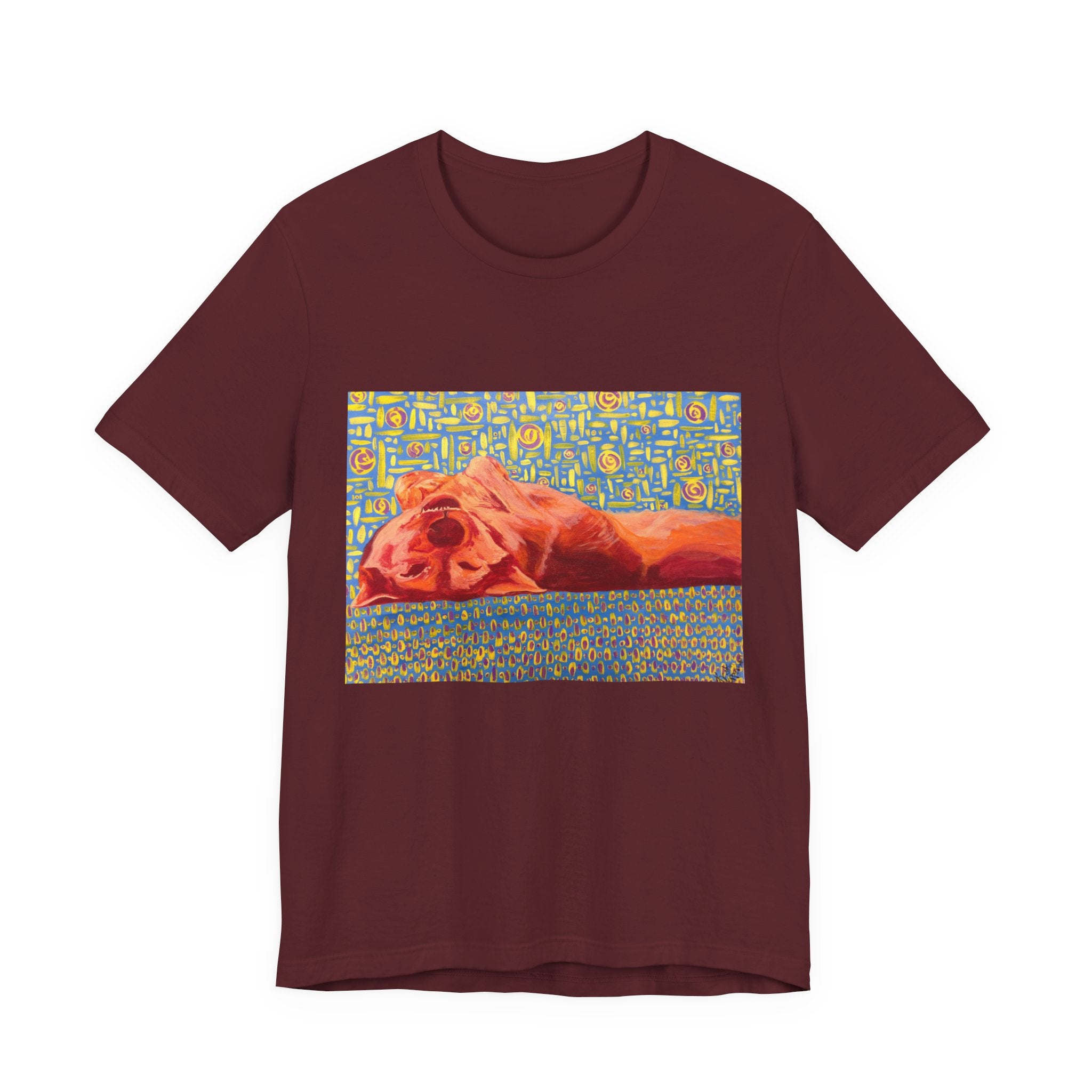 Dog on Back - Sleeping Dog Art Tee — Colorful Pop Art T-Shirt