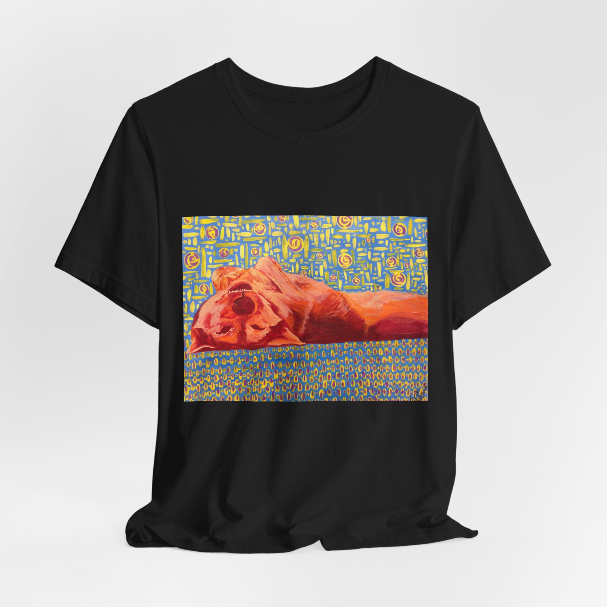 Dog on Back - Sleeping Dog Art Tee — Colorful Pop Art T-Shirt
