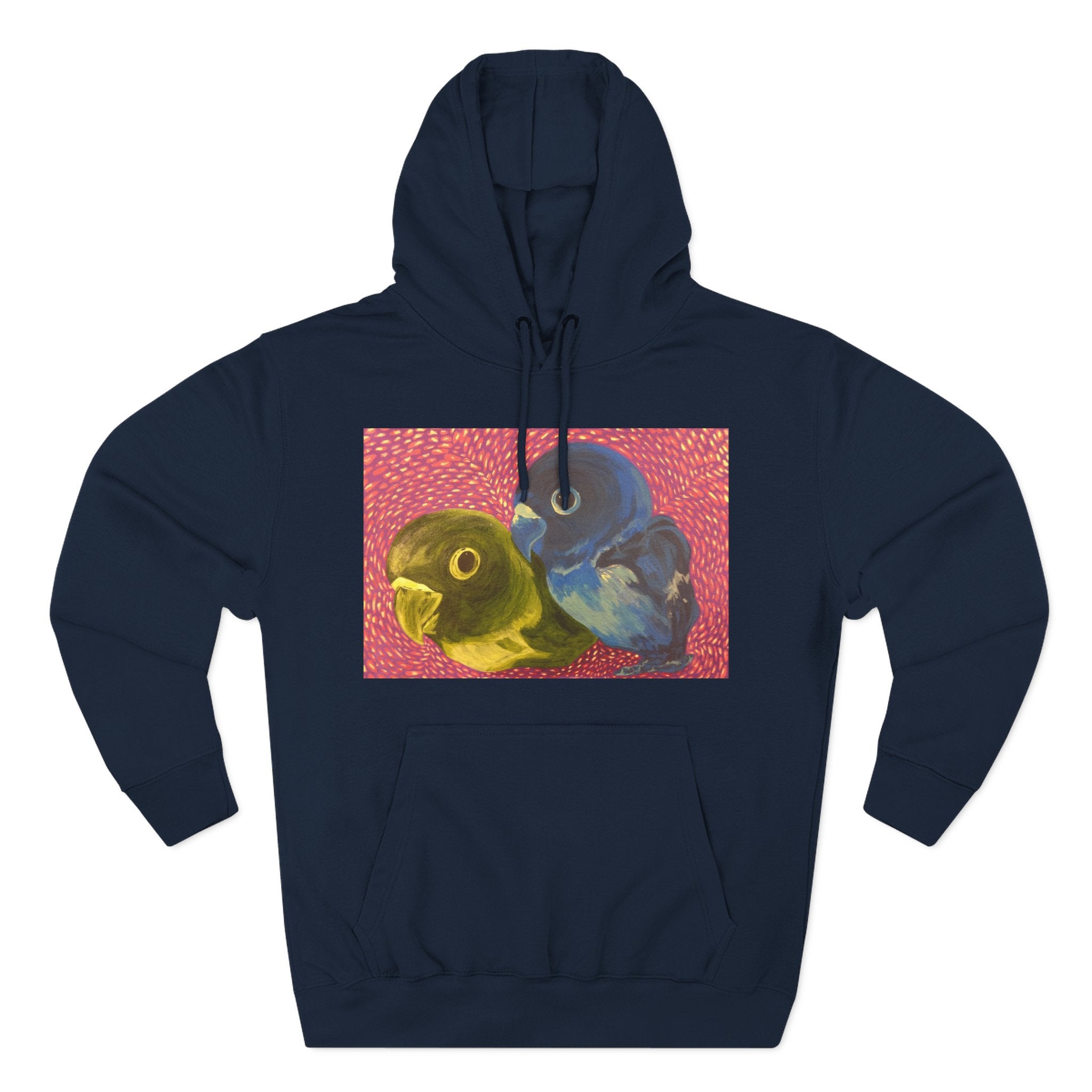 Parakeet Pop Art Hoodie — Colorful Budgie Bird Print Fleece Pullover