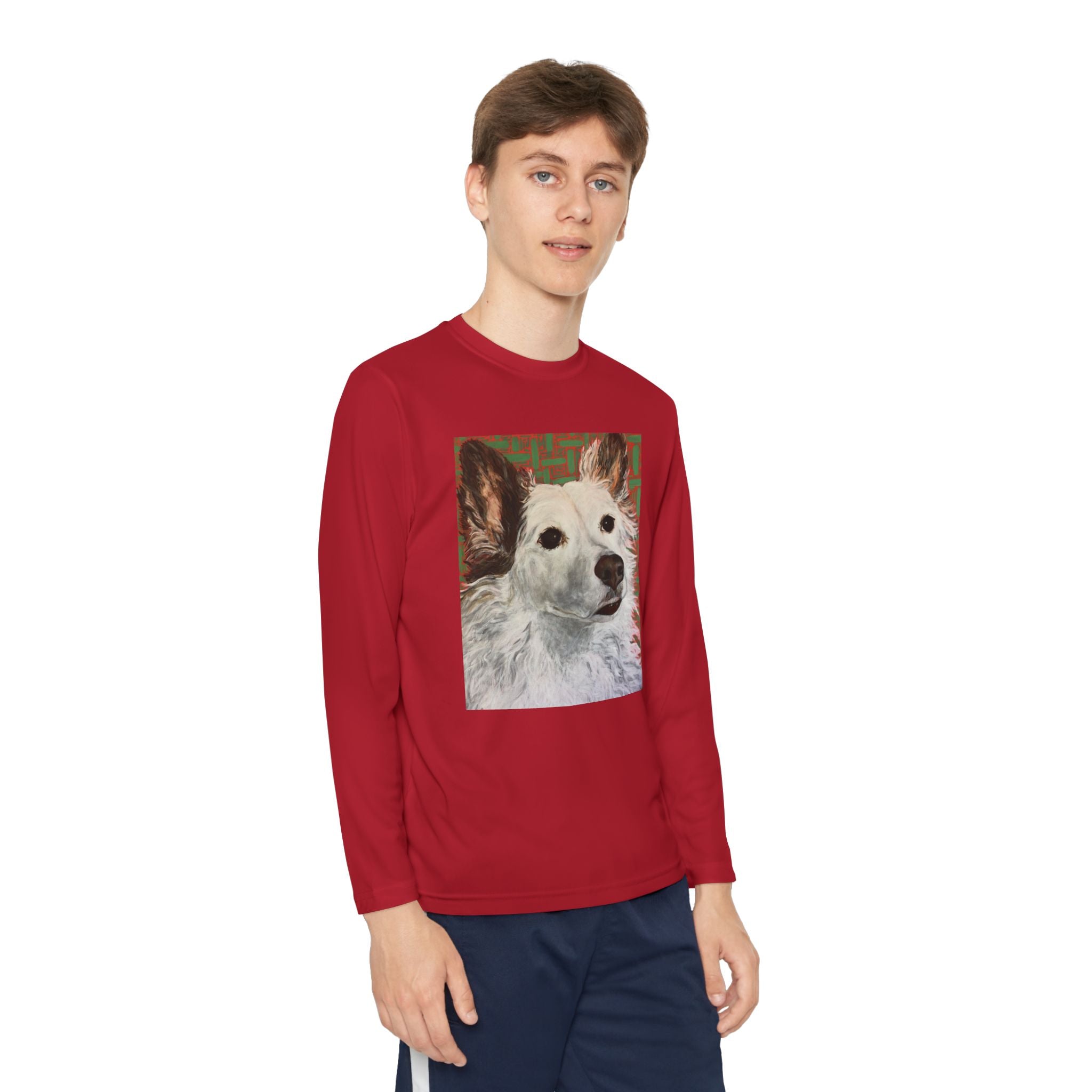 White Dog Portrait - Youth Long Sleeve Tee — White Dog Portrait Kids Shirt