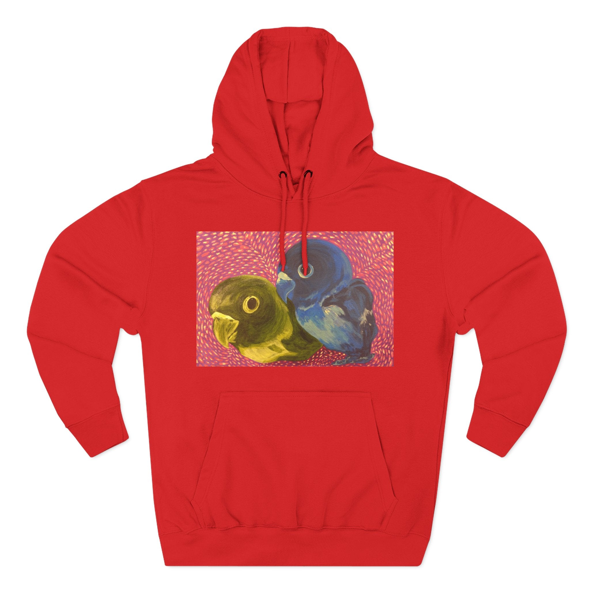 Parakeet Pop Art Hoodie — Colorful Budgie Bird Print Fleece Pullover