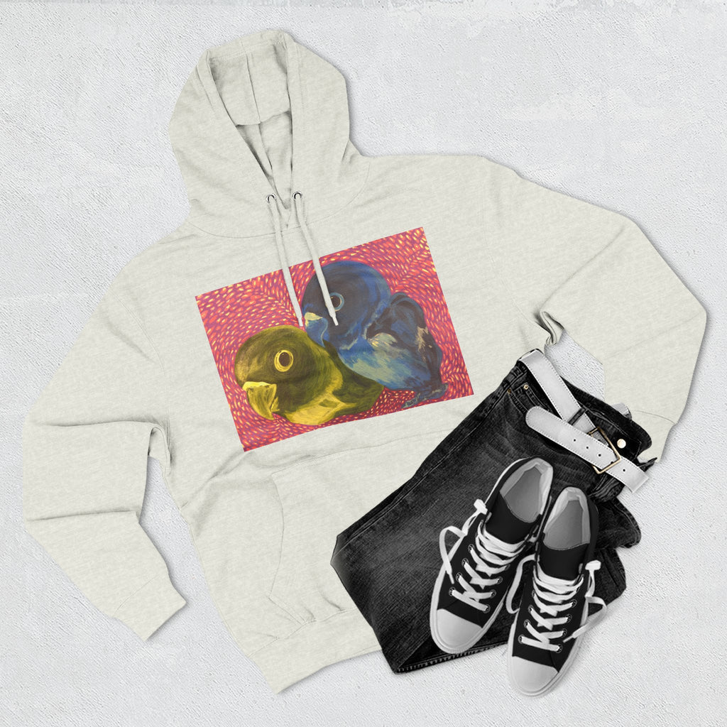 Parakeet Pop Art Hoodie — Colorful Budgie Bird Print Fleece Pullover