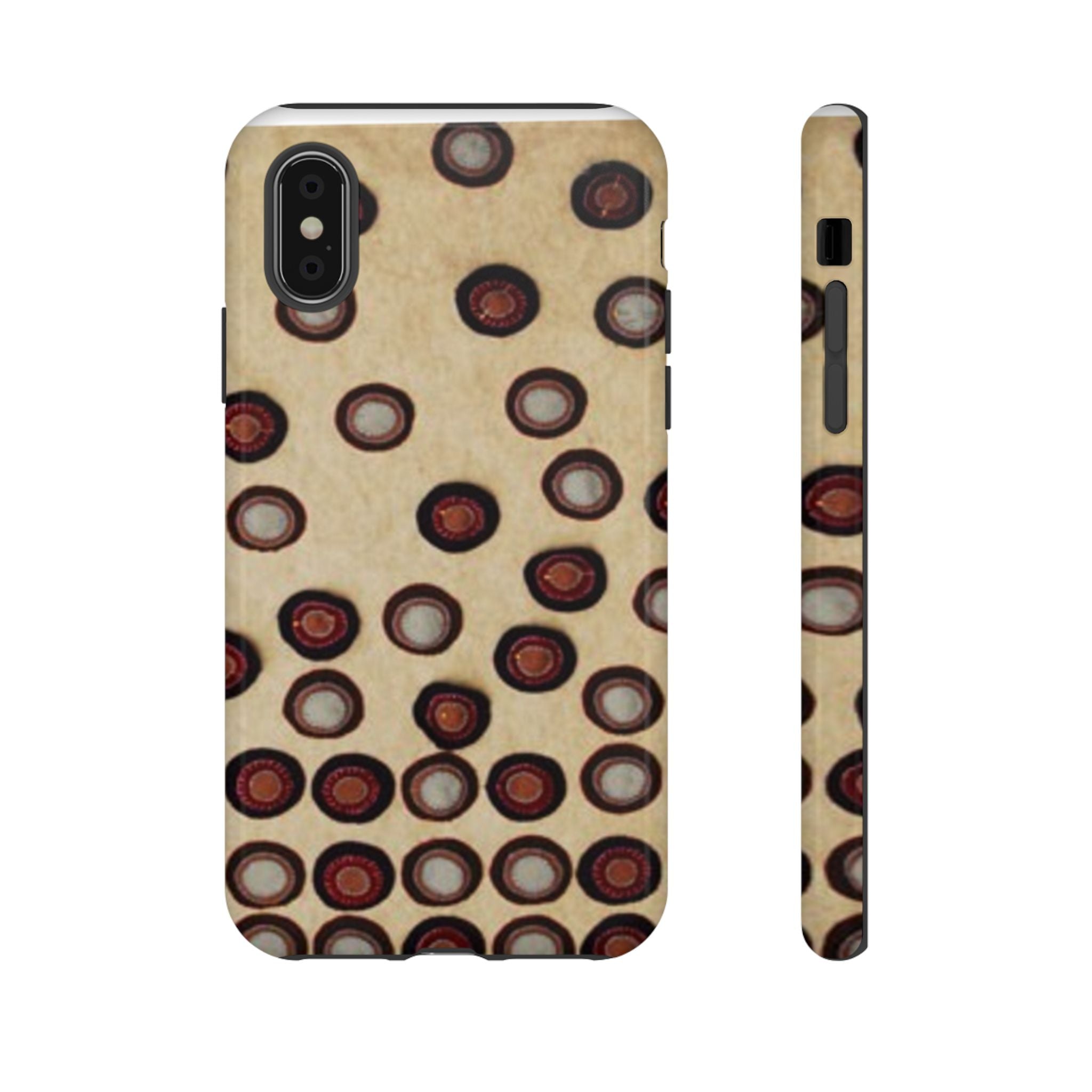 Penny Rug - Retro Dot Pattern Phone Case — Vintage Beige Circles Protective Cover