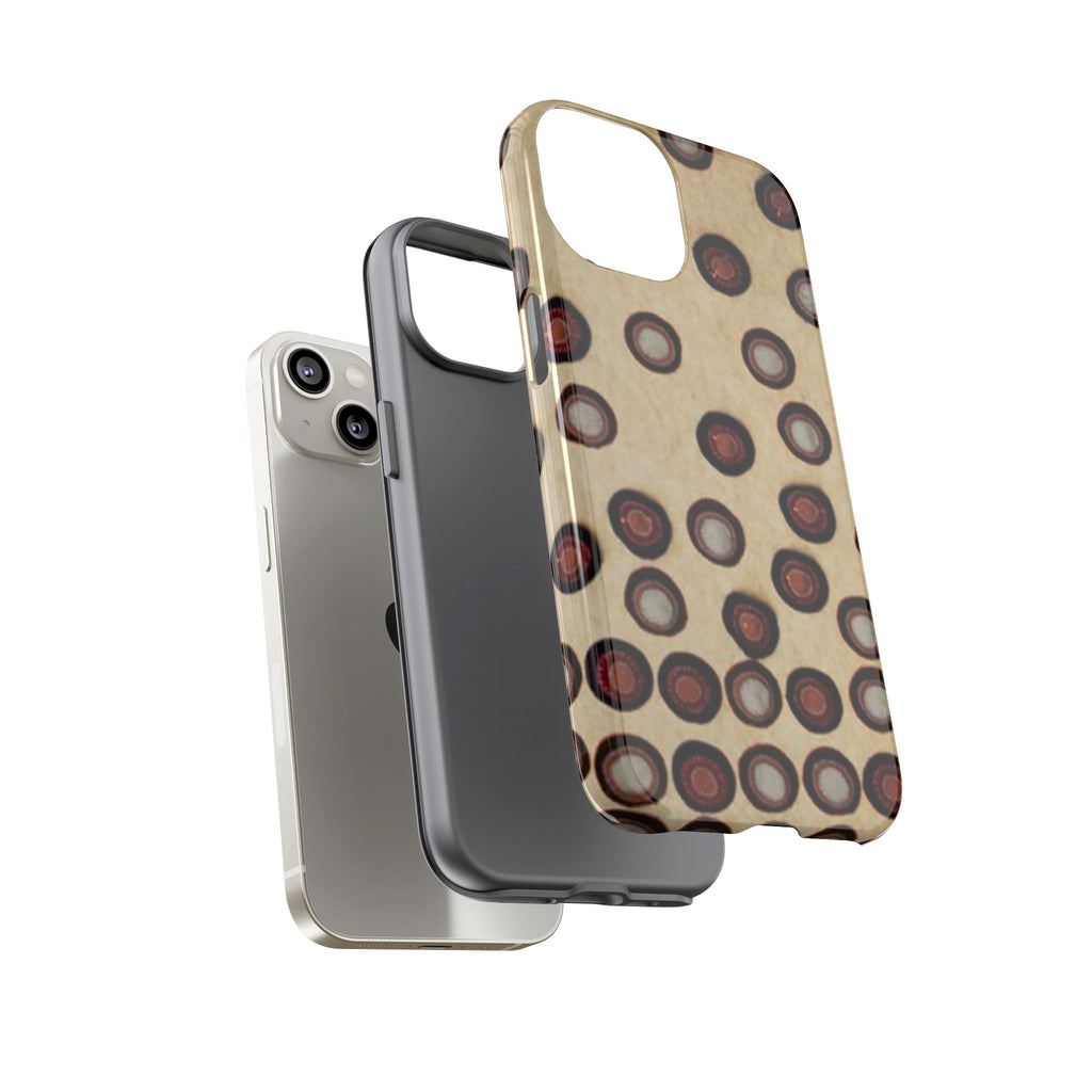 Penny Rug - Retro Dot Pattern Phone Case — Vintage Beige Circles Protective Cover