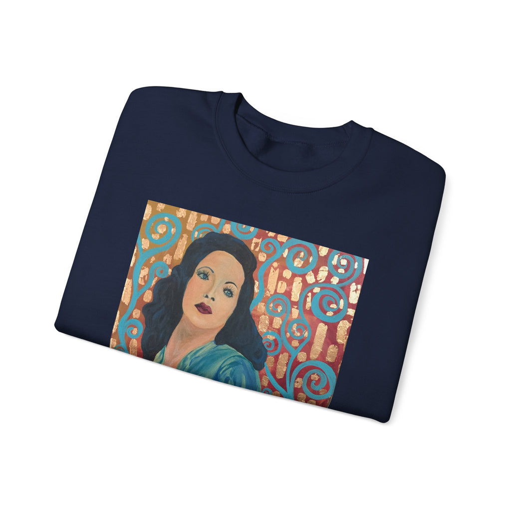 Gene Tierney Portrait Adult Sweatshirt — Painted Pop-Art Vintage Actress Crewneck