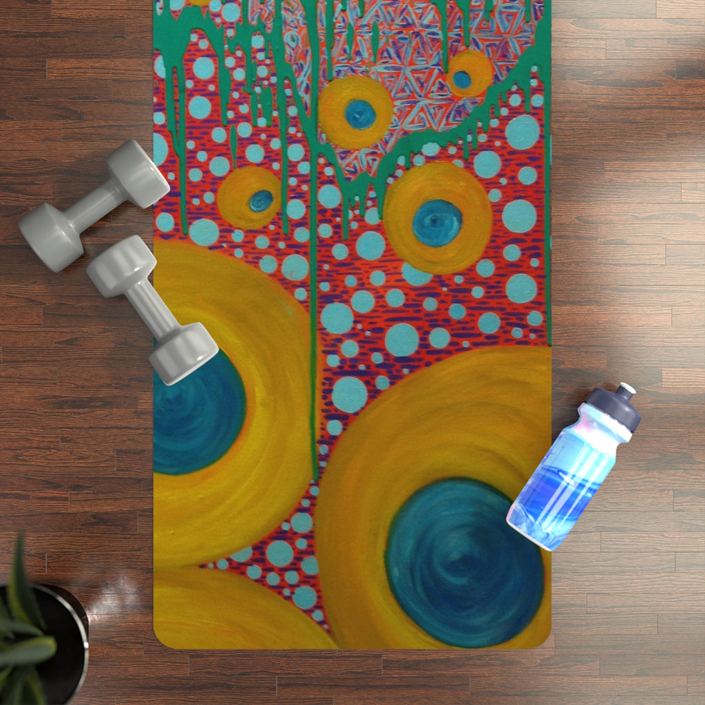 Circumpunct - Abstract Sunflower Rubber Yoga Mat — Bright Floral Art Yoga Mat