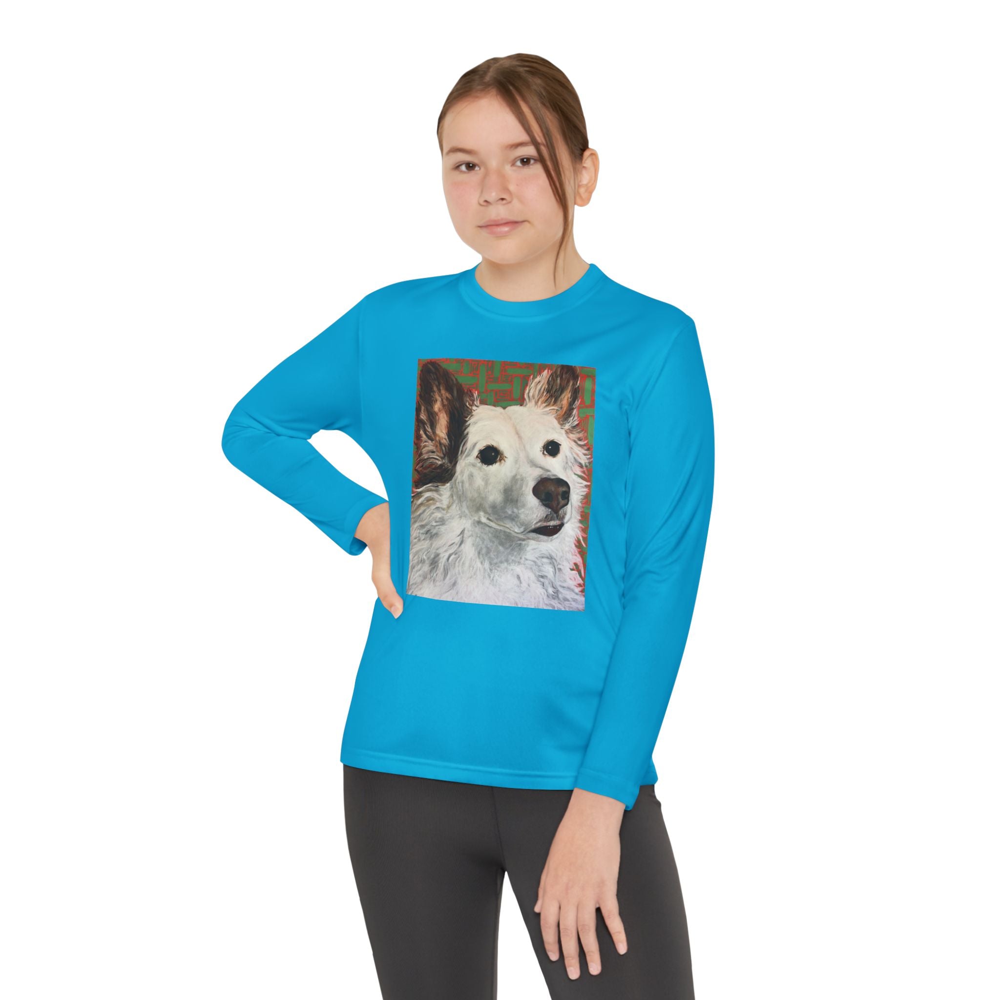 White Dog Portrait - Youth Long Sleeve Tee — White Dog Portrait Kids Shirt