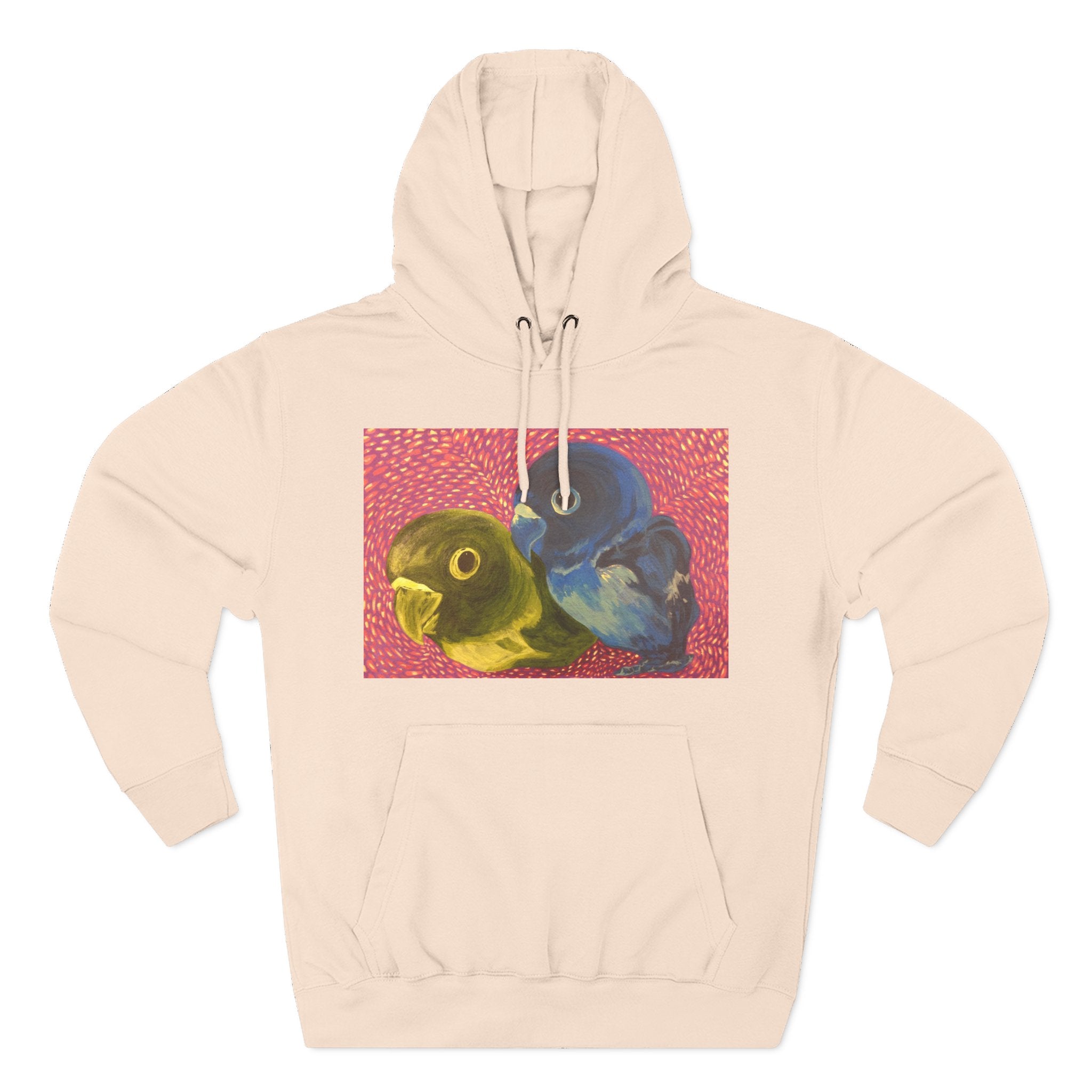 Parakeet Pop Art Hoodie — Colorful Budgie Bird Print Fleece Pullover