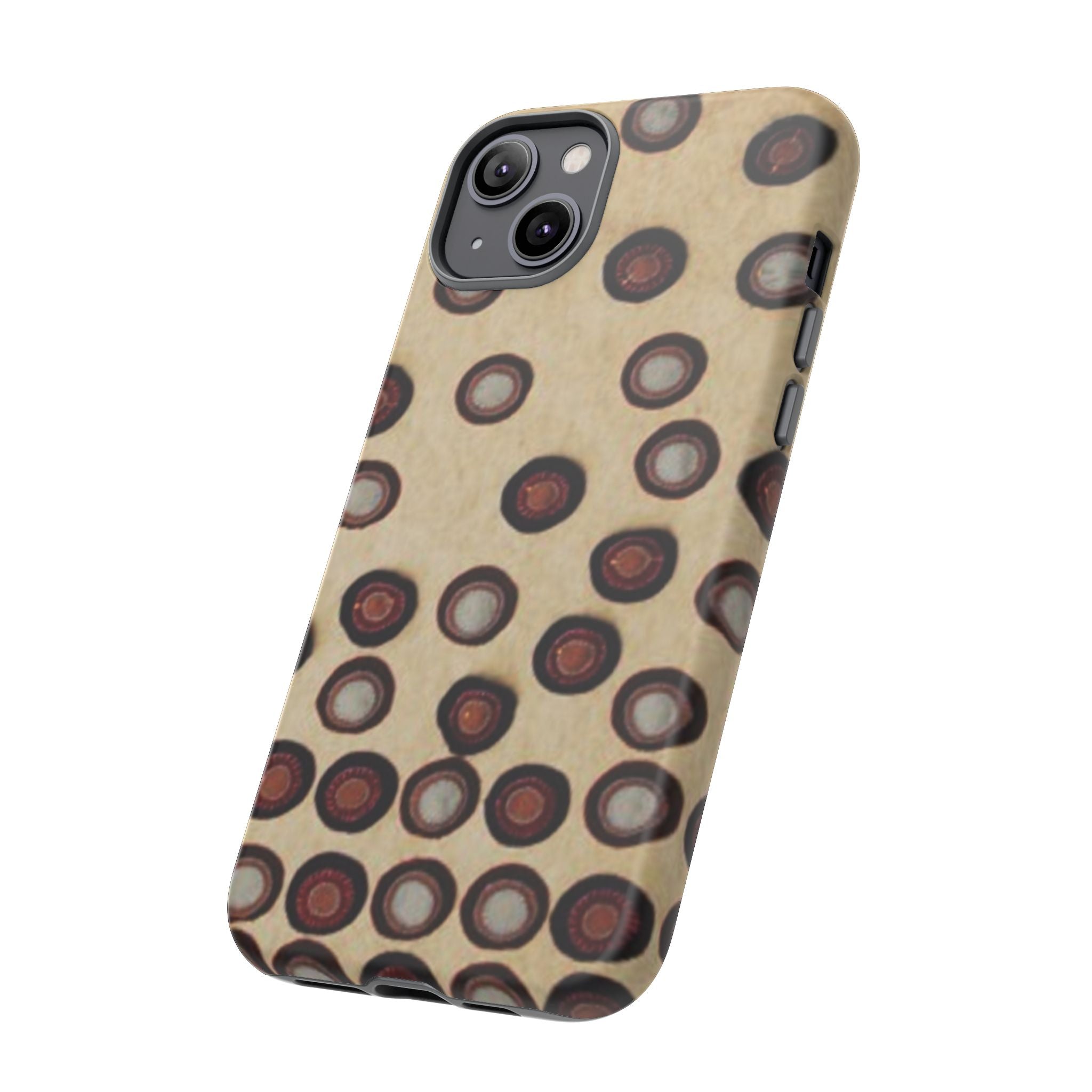 Penny Rug - Retro Dot Pattern Phone Case — Vintage Beige Circles Protective Cover