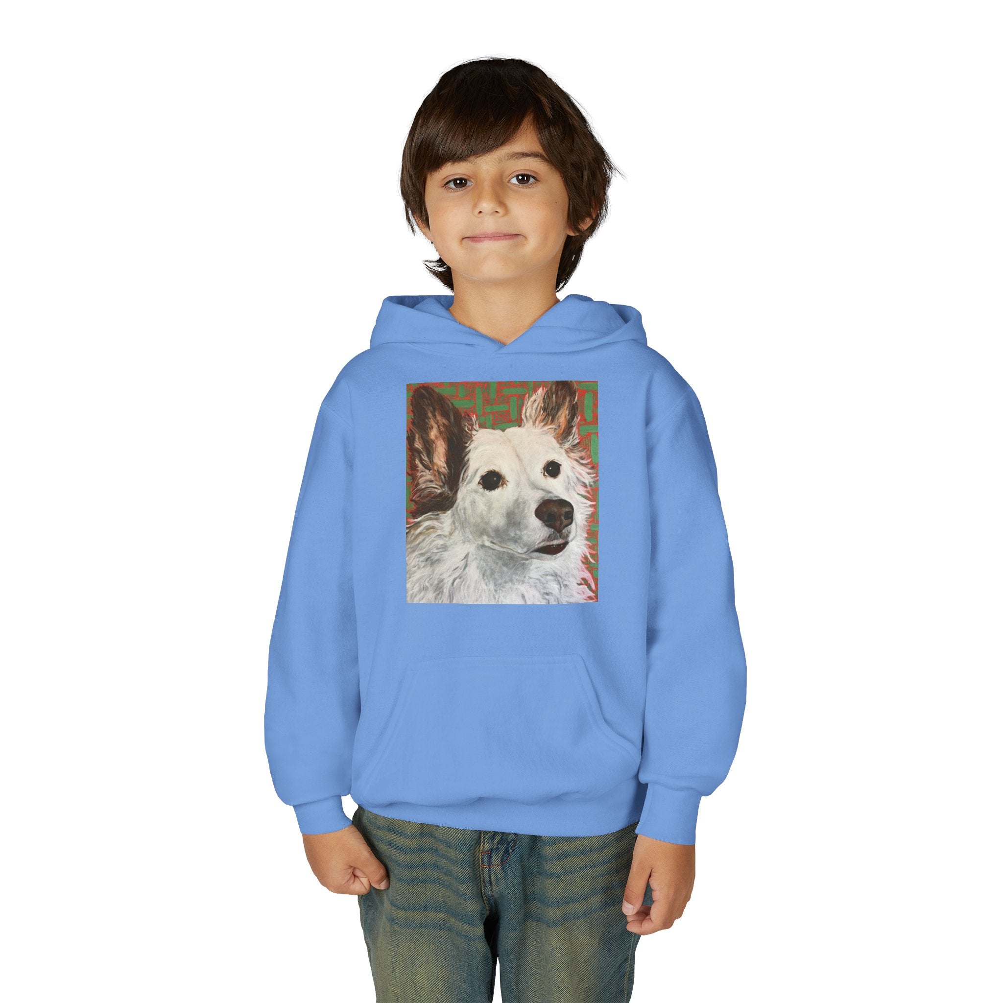 White Dog Portrait Hoodie —  Pullover for Kids