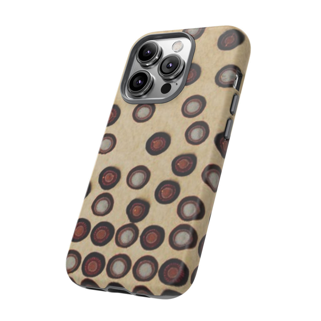 Penny Rug - Retro Dot Pattern Phone Case — Vintage Beige Circles Protective Cover