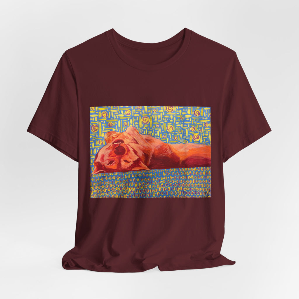 Dog on Back - Sleeping Dog Art Tee — Colorful Pop Art T-Shirt
