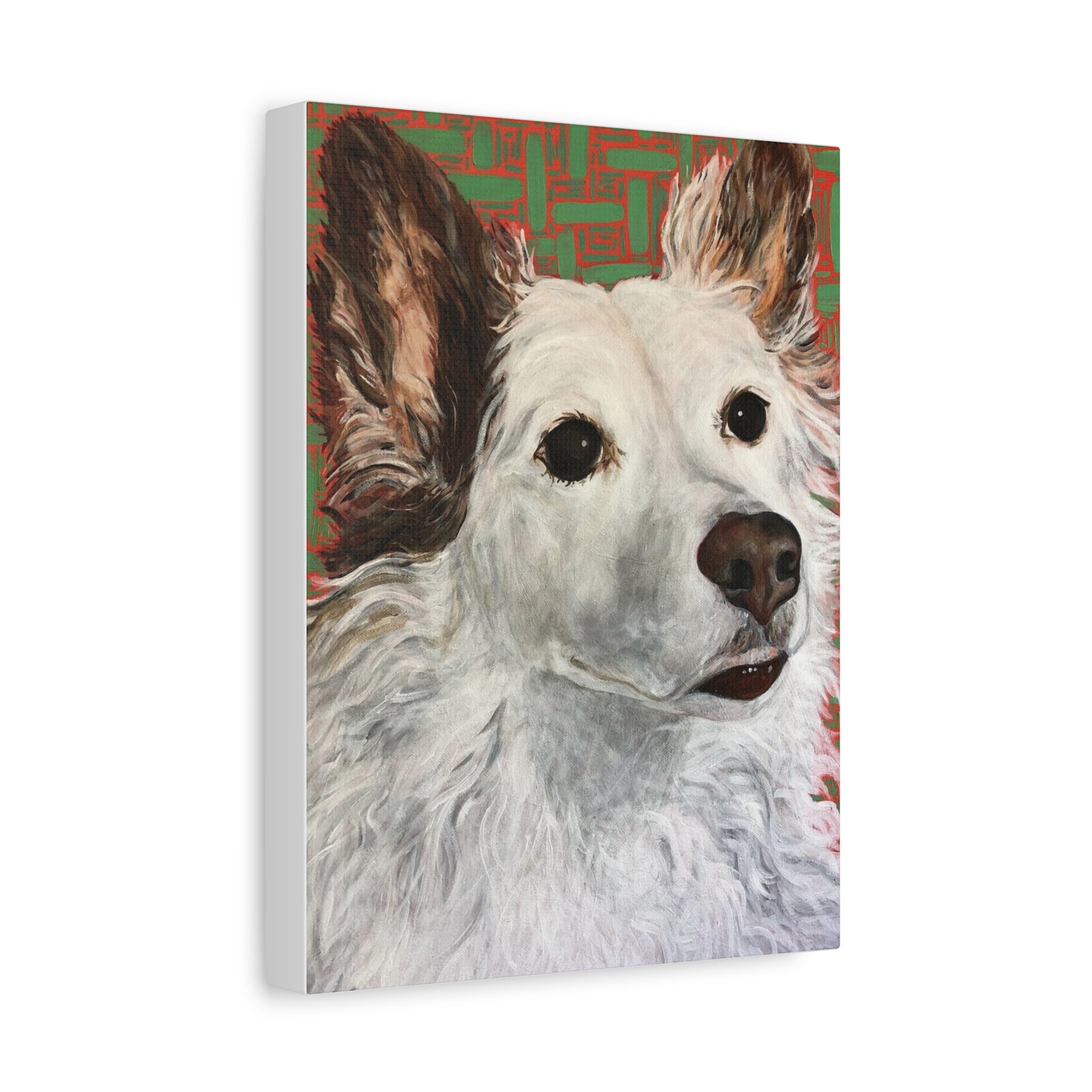 White Dog Portrait Canvas Print — Stretched Matte Wall Art for Pet Lovers