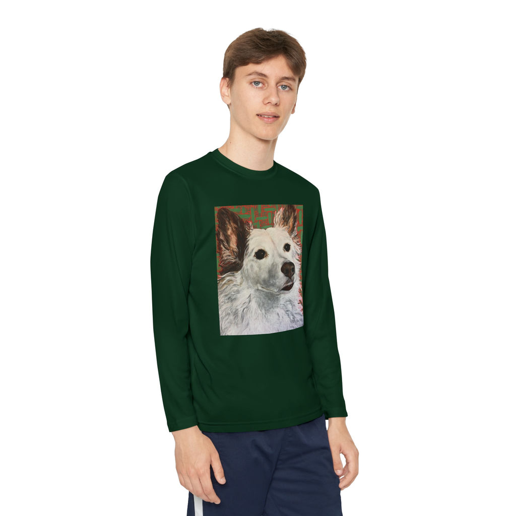 White Dog Portrait - Youth Long Sleeve Tee — White Dog Portrait Kids Shirt