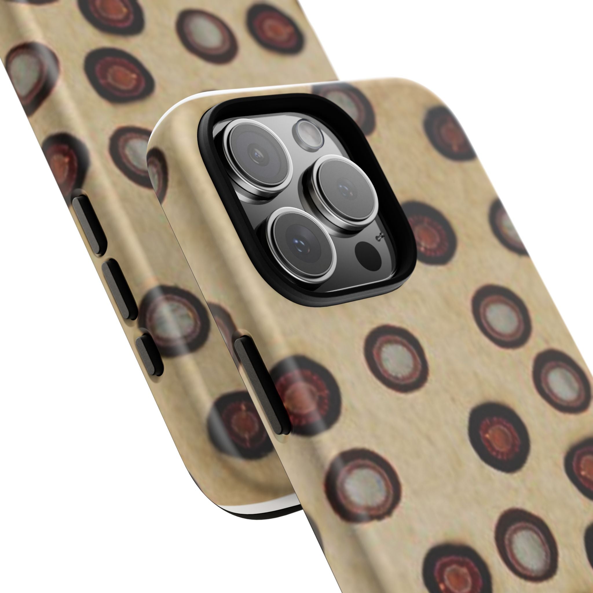 Penny Rug - Retro Dot Pattern Phone Case — Vintage Beige Circles Protective Cover
